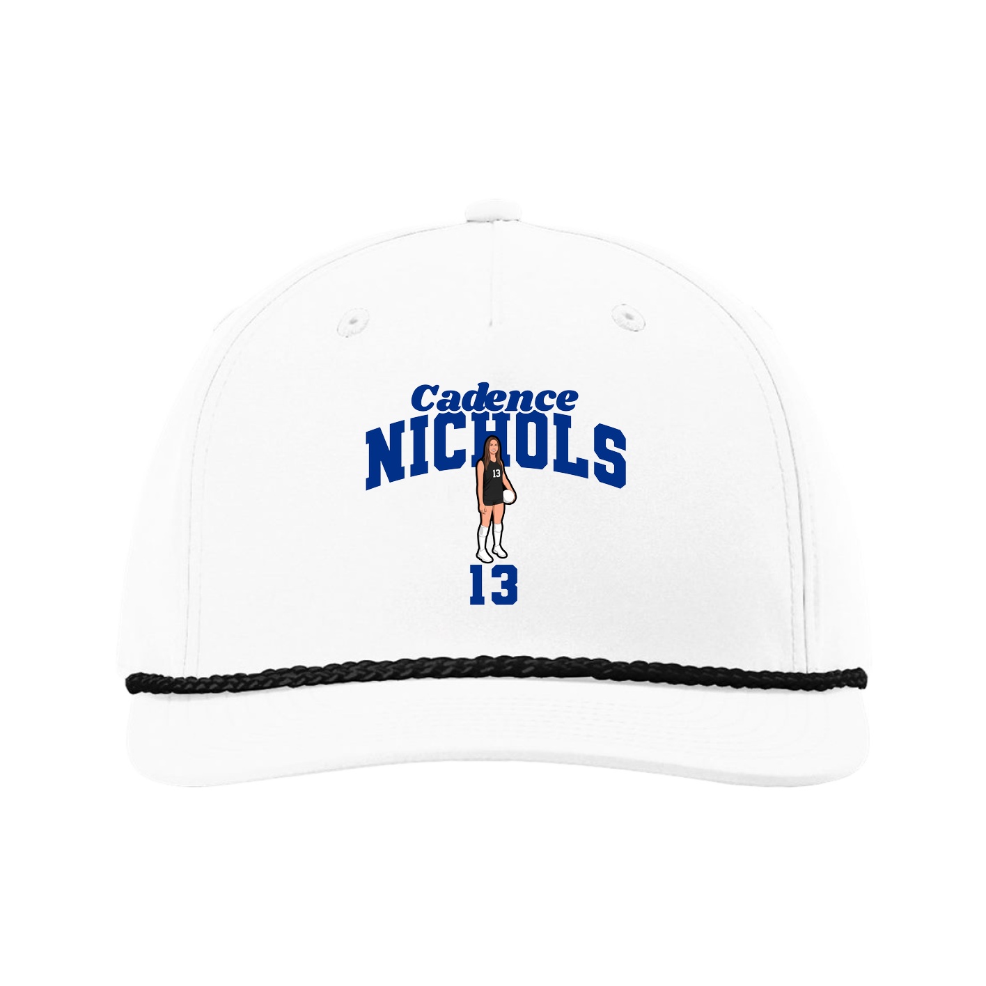Five-Panel Classic Rope Cap — Signature Arch in White