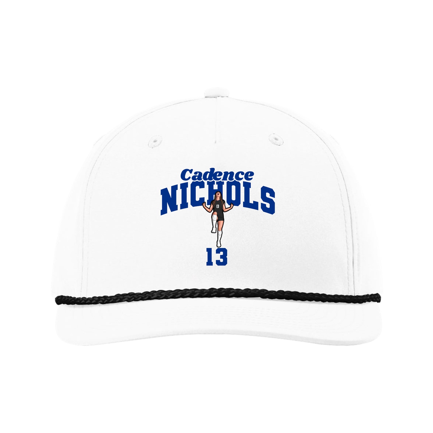 Five-Panel Classic Rope Cap — Signature Arch in White