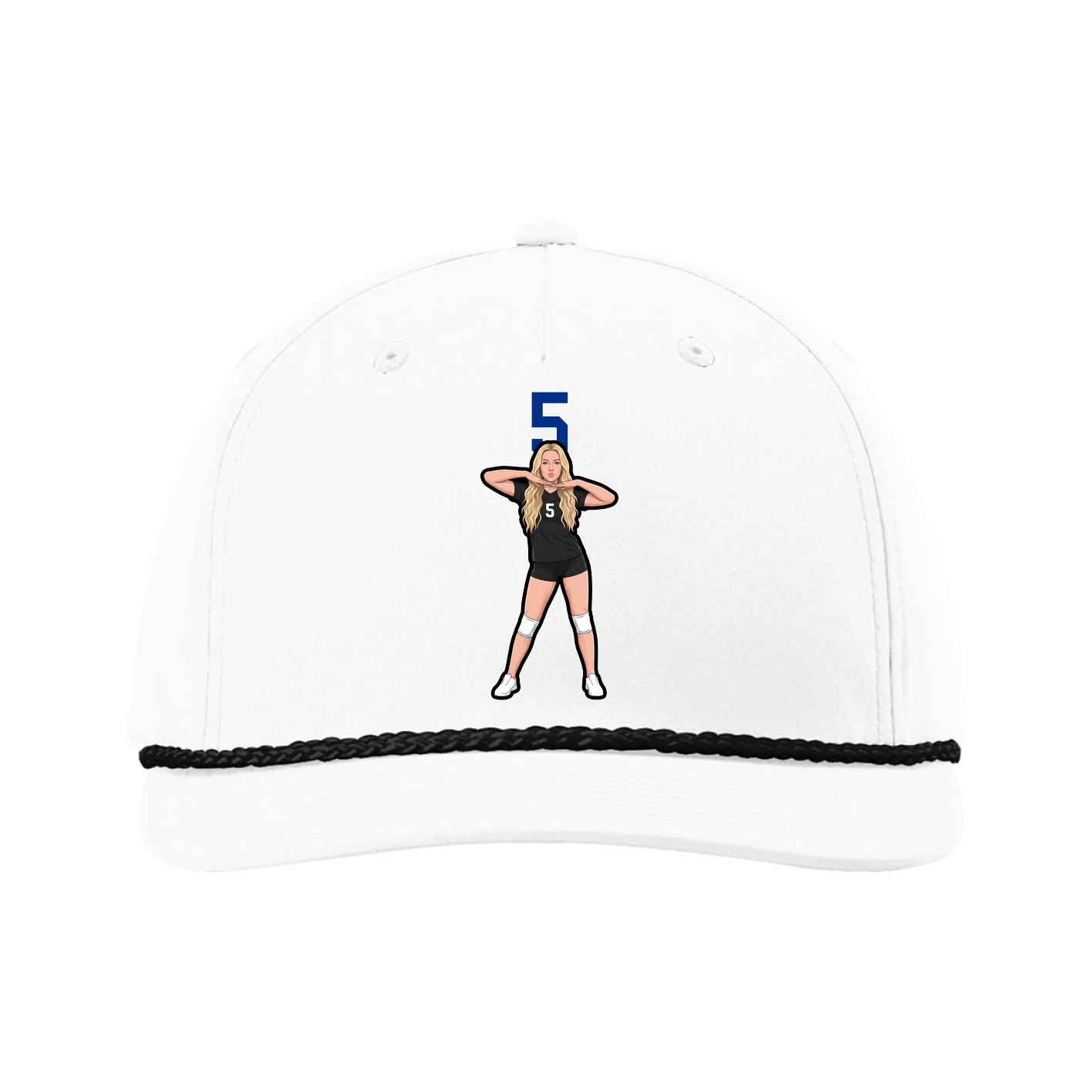 Five-Panel Classic Rope Cap — Number Top in White