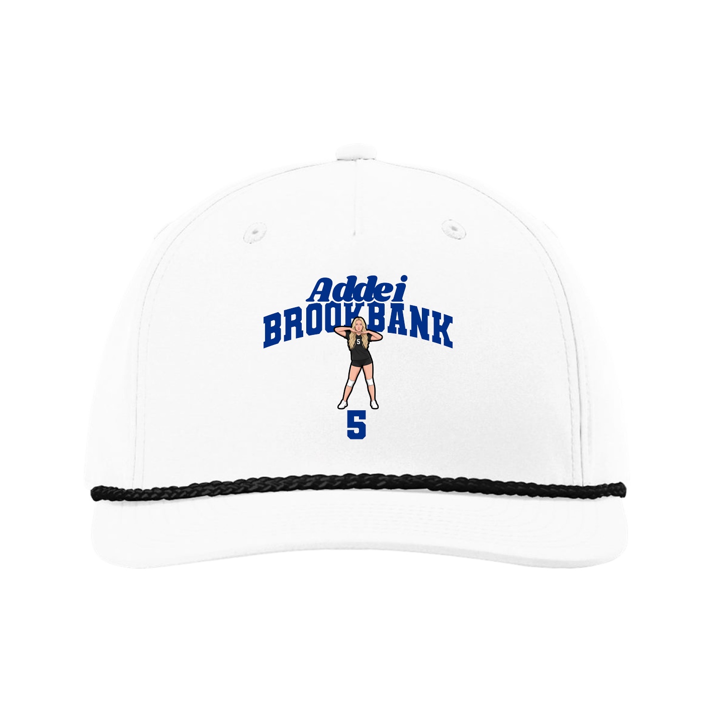 Five-Panel Classic Rope Cap — Signature Arch in White