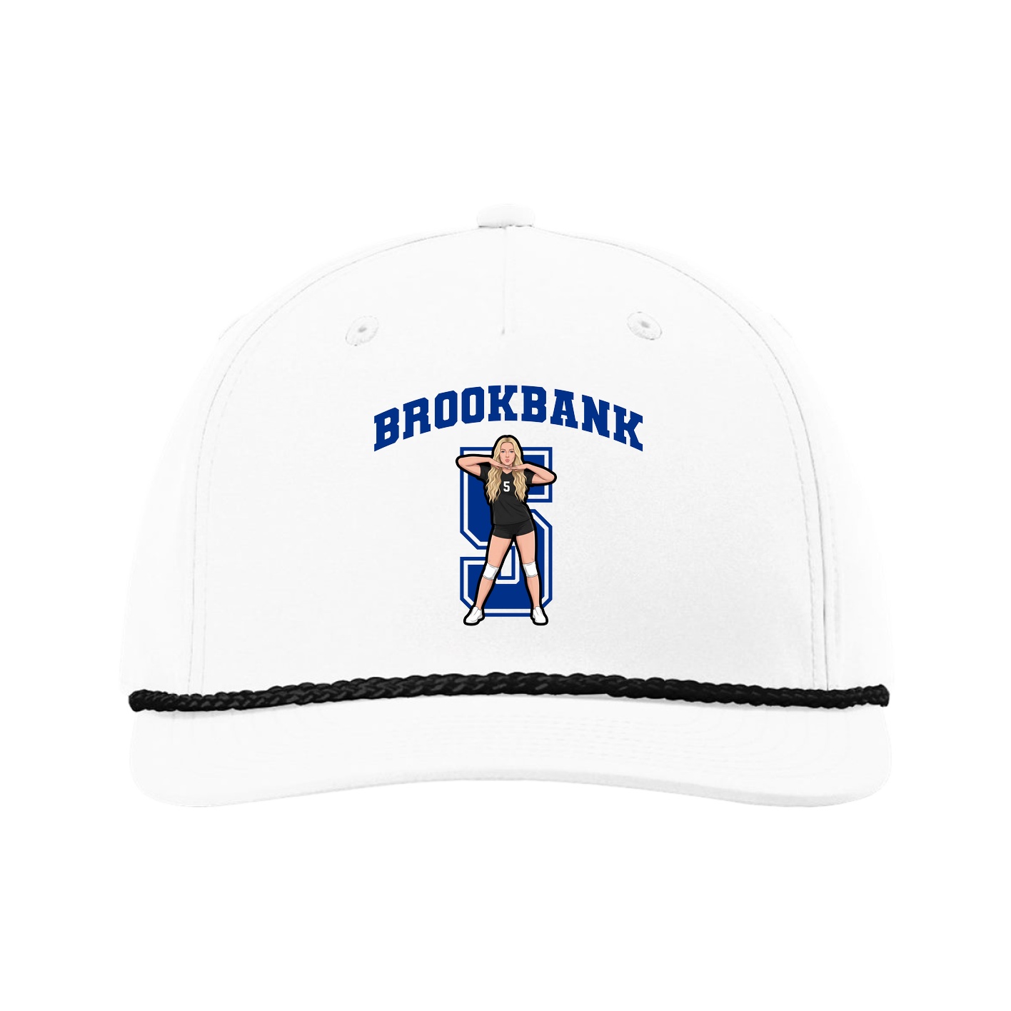 Five-Panel Classic Rope Cap — Number in White