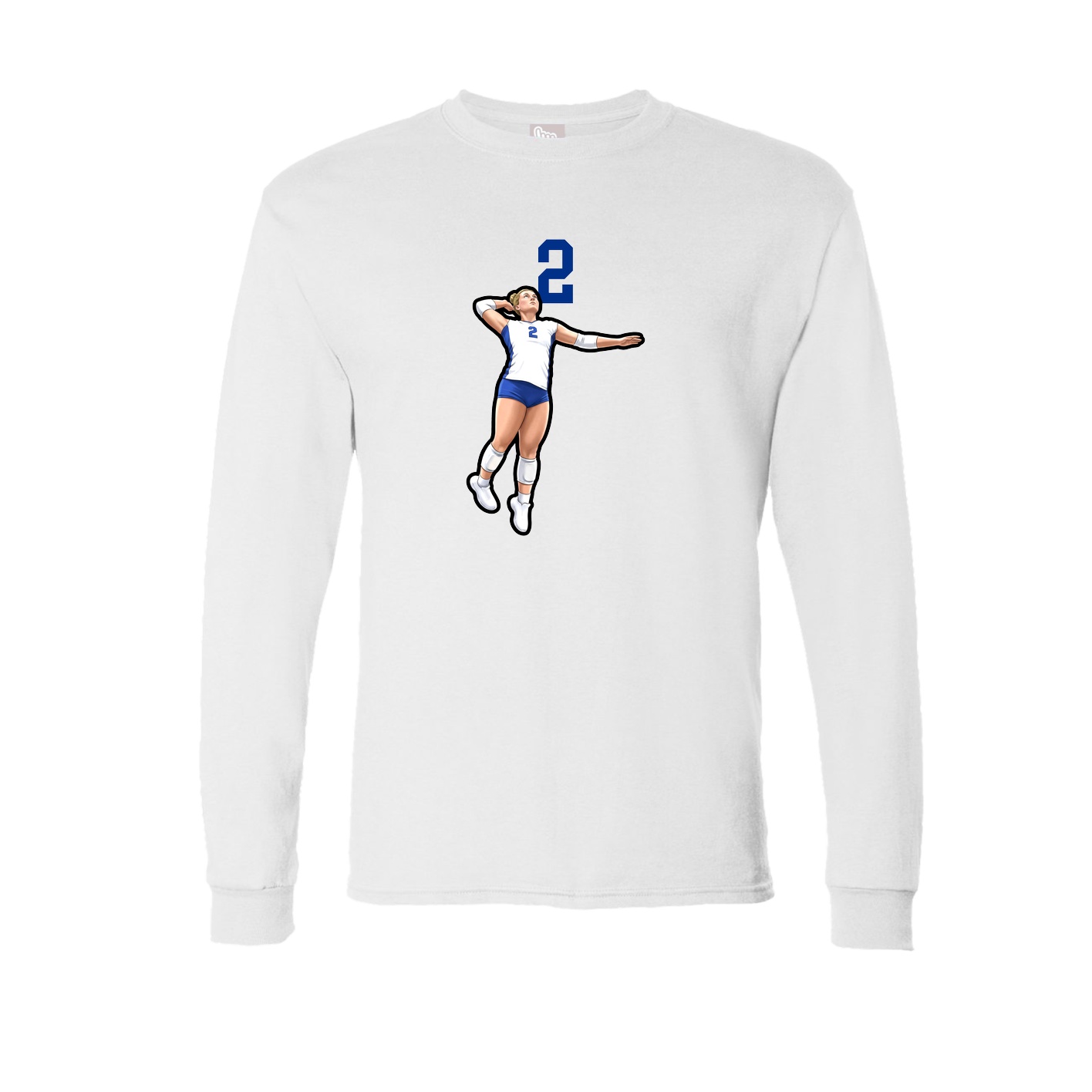 Long Sleeve Tee — Number Top in White