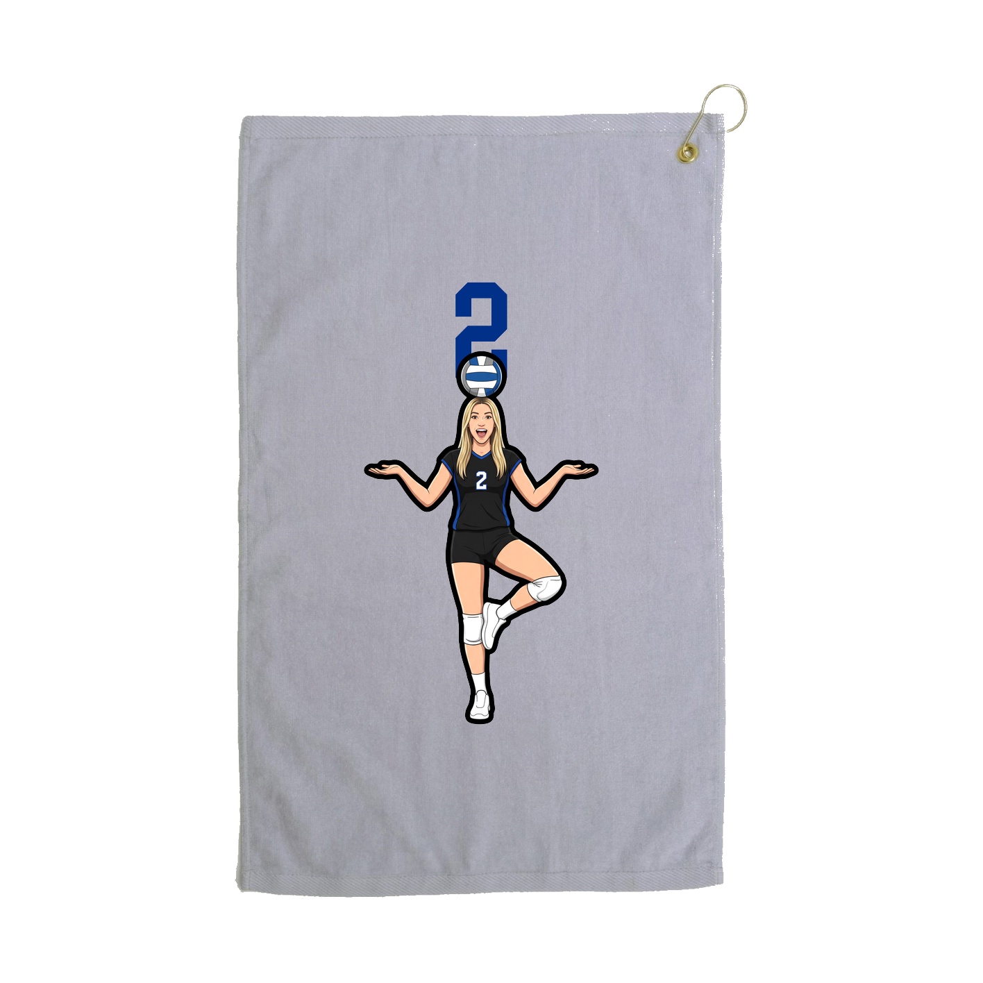 Golf Towel — Number Top in Grey
