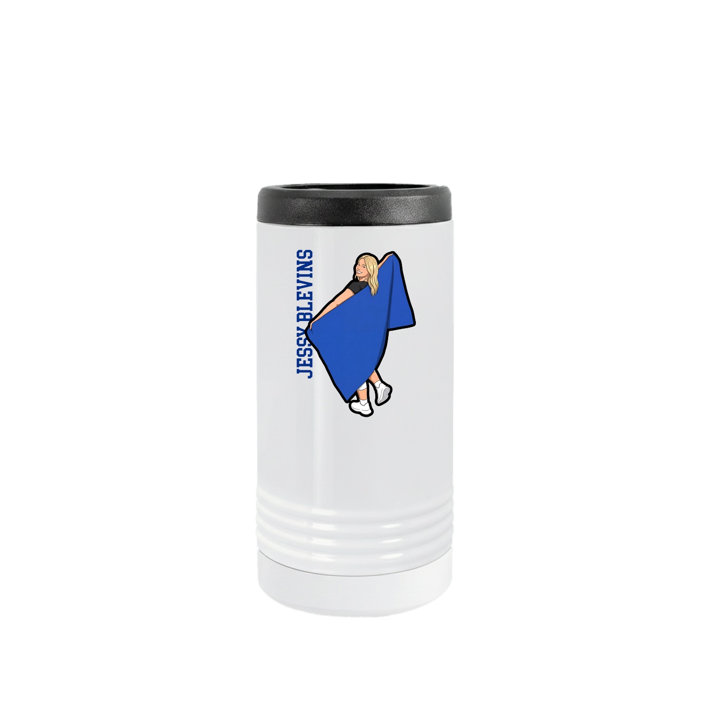 Slim Beverage Holder — Name Vertical in White