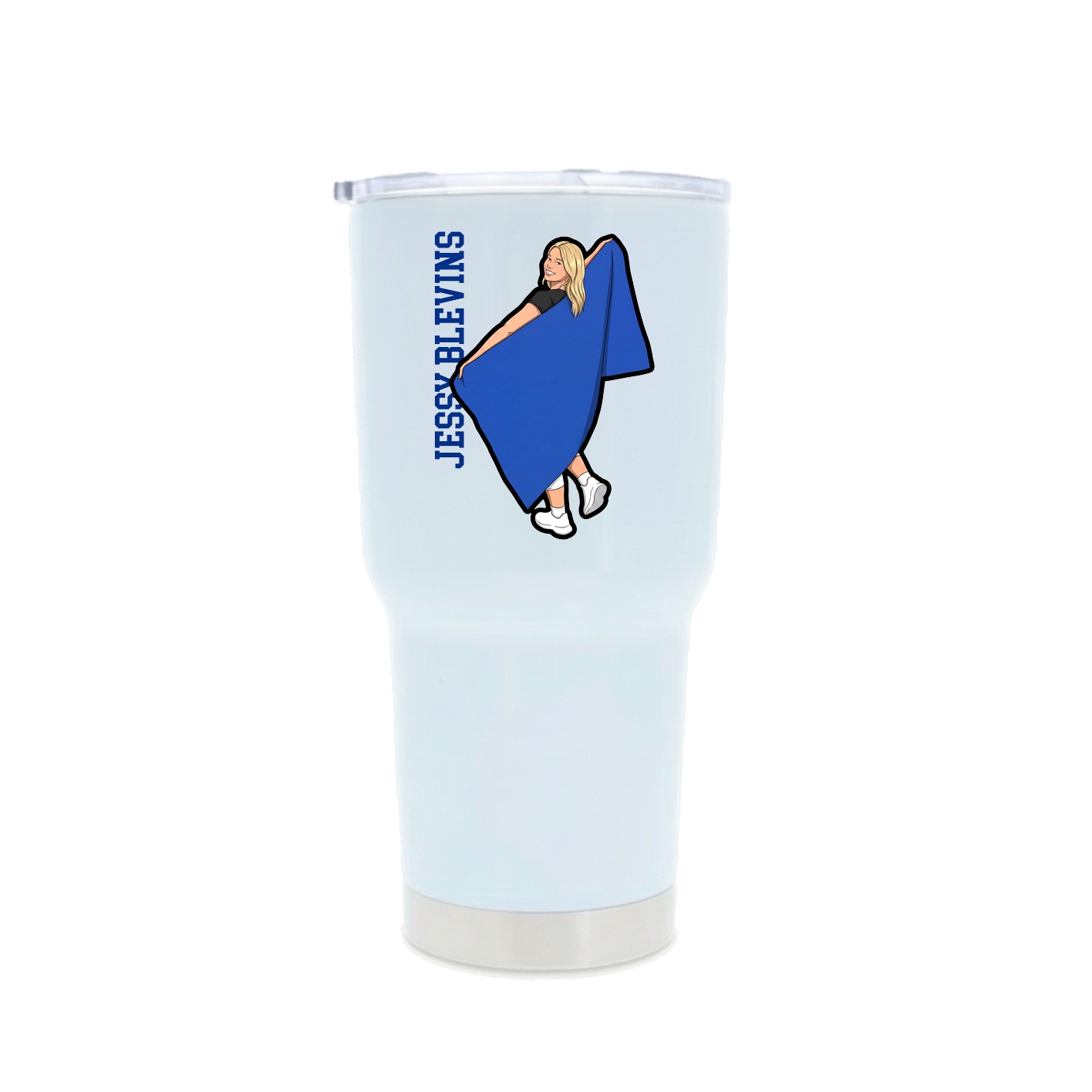 30oz Stainless Steel Tumbler — Name Vertical in White