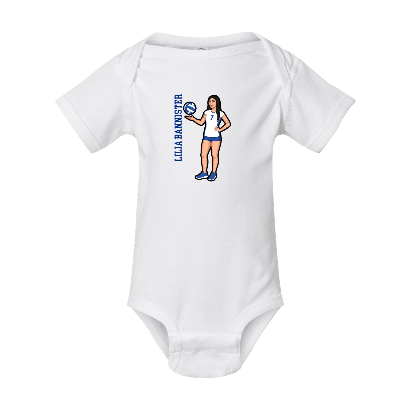 Baby Onesie — Name Vertical in White