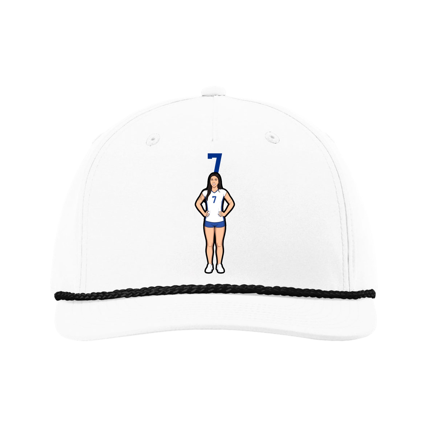 Five-Panel Classic Rope Cap — Number Top in White