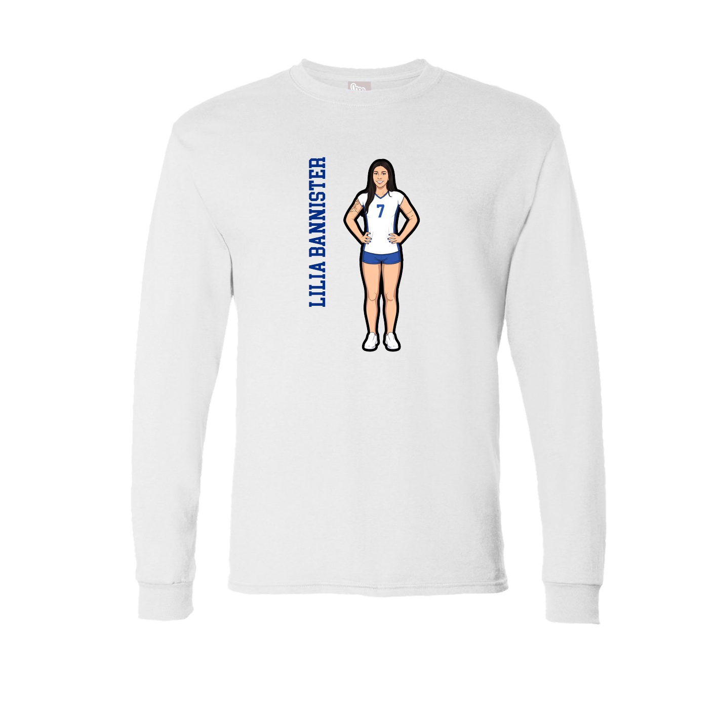 Long Sleeve Tee — Name Vertical in White