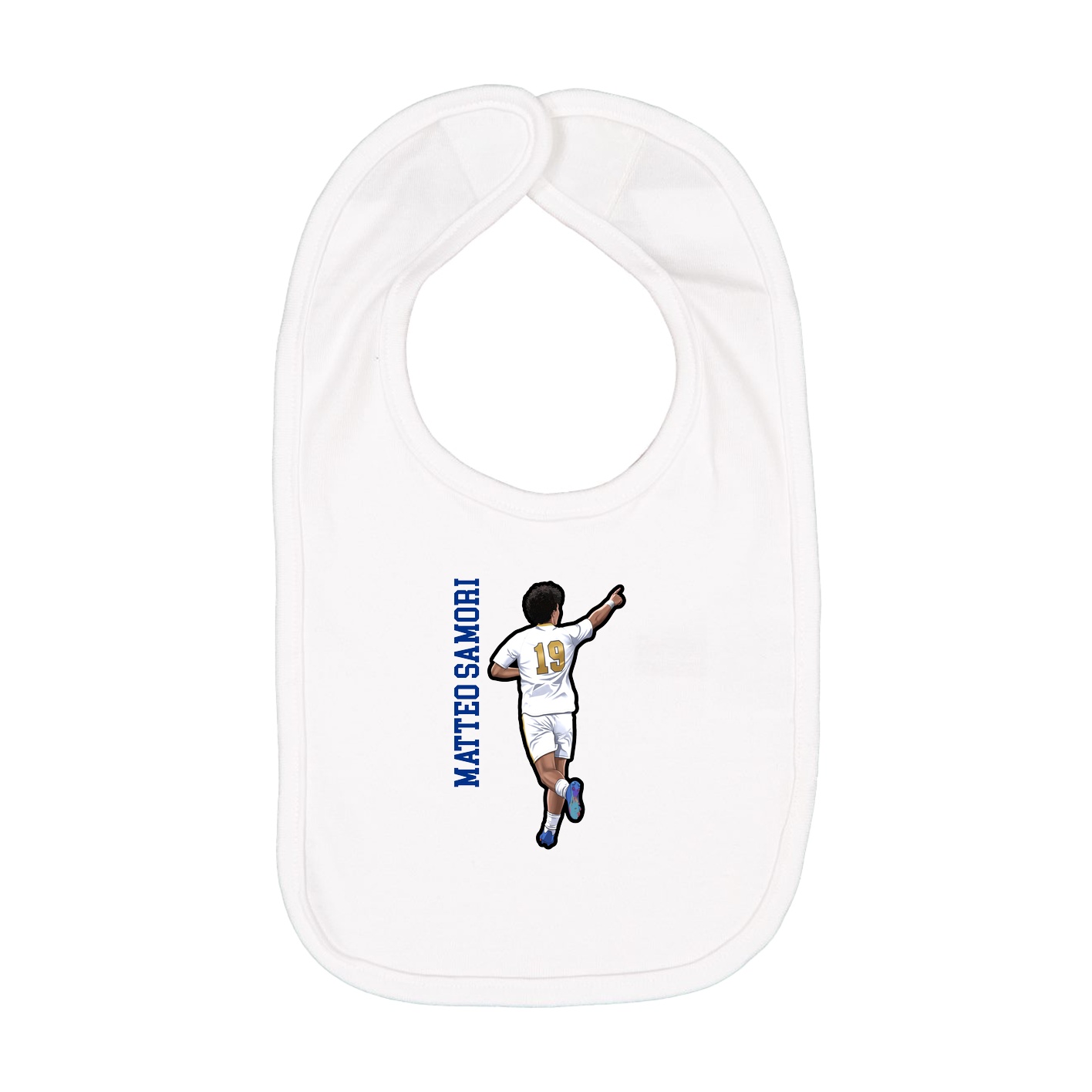 Infant Bib — Name Vertical in White