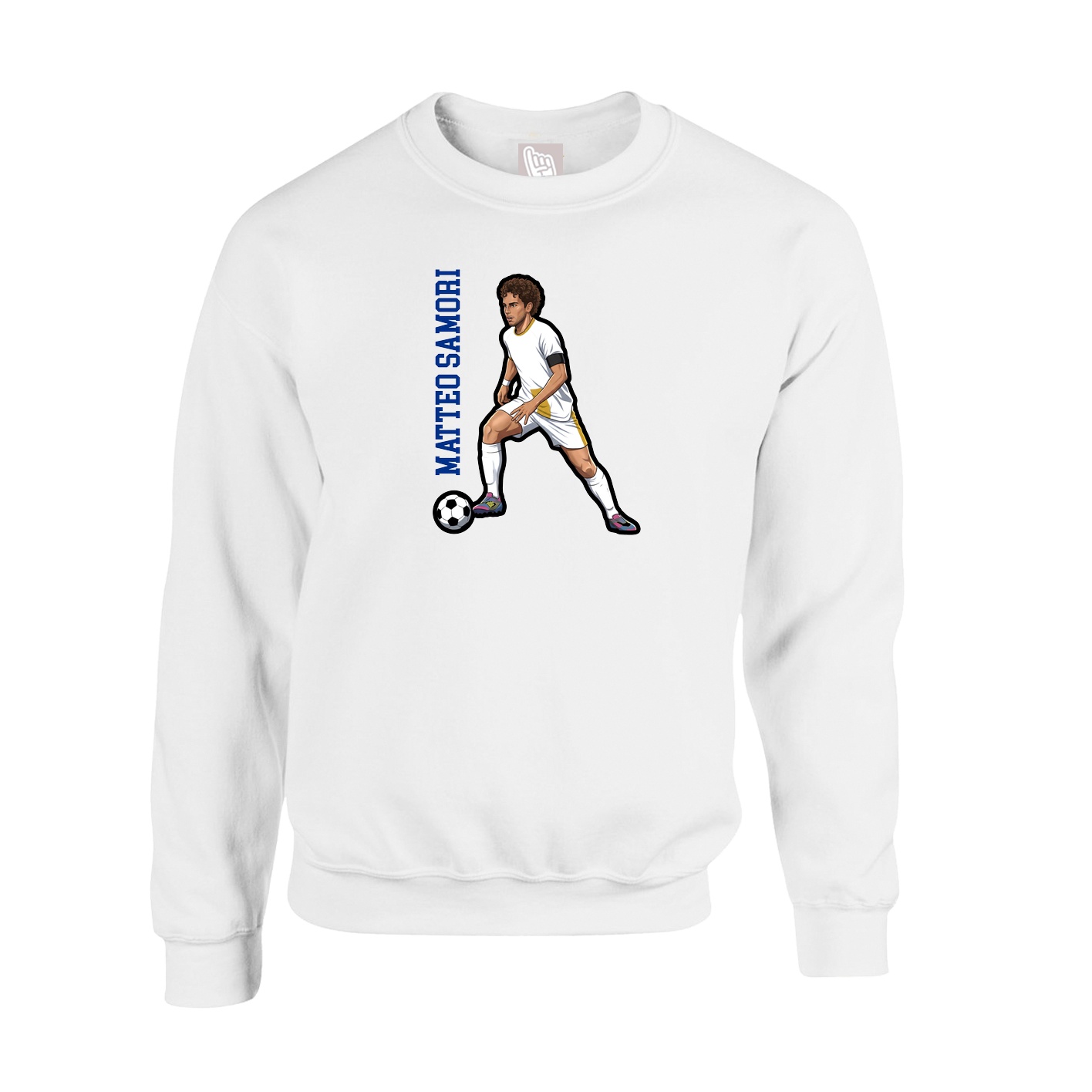 Fleece Crew — Name Vertical in White