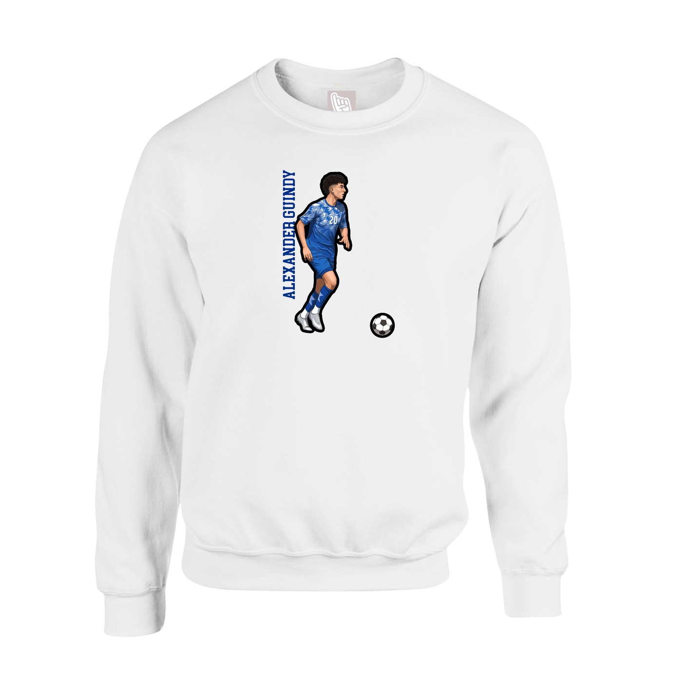Fleece Crew — Name Vertical in White