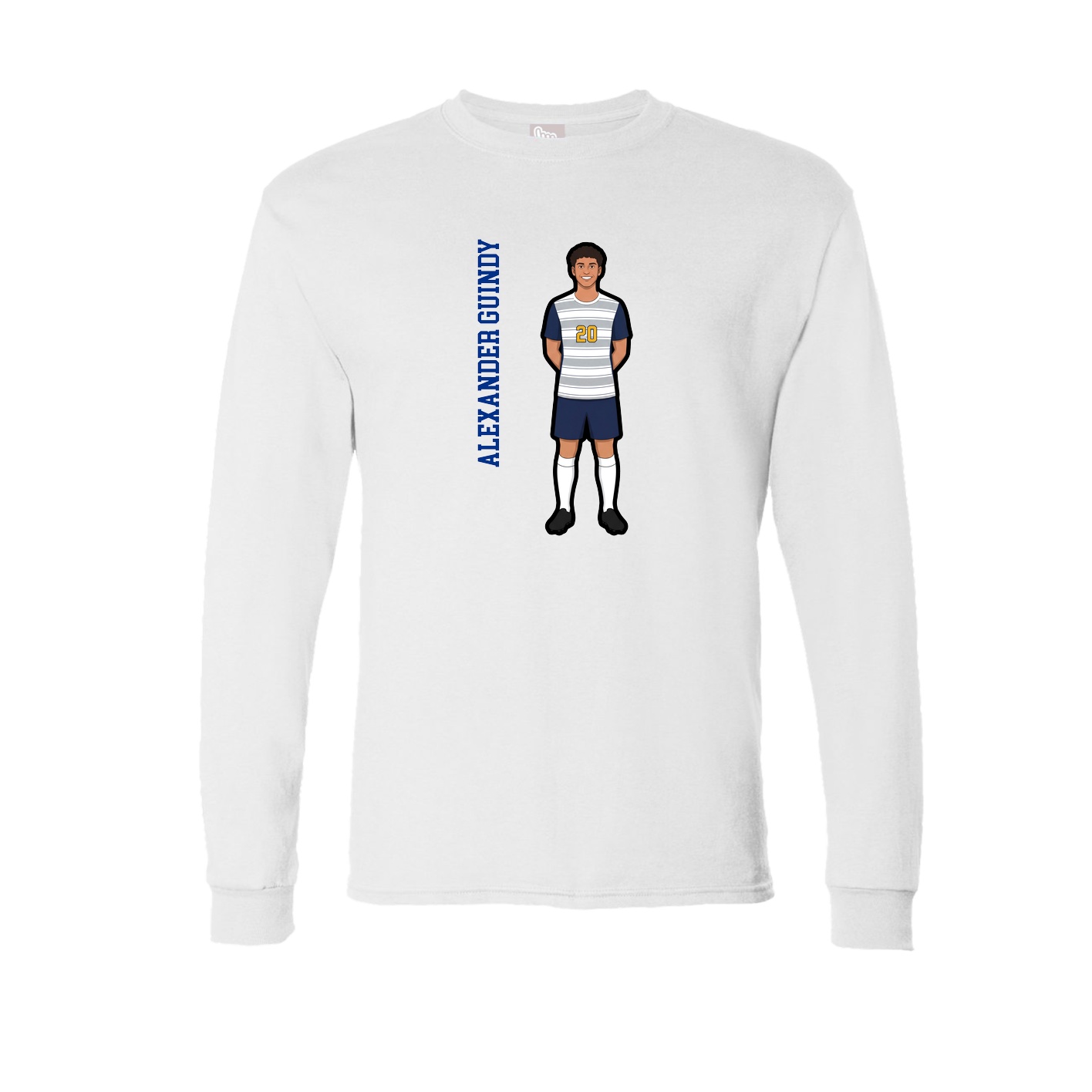 Long Sleeve Tee — Name Vertical in White