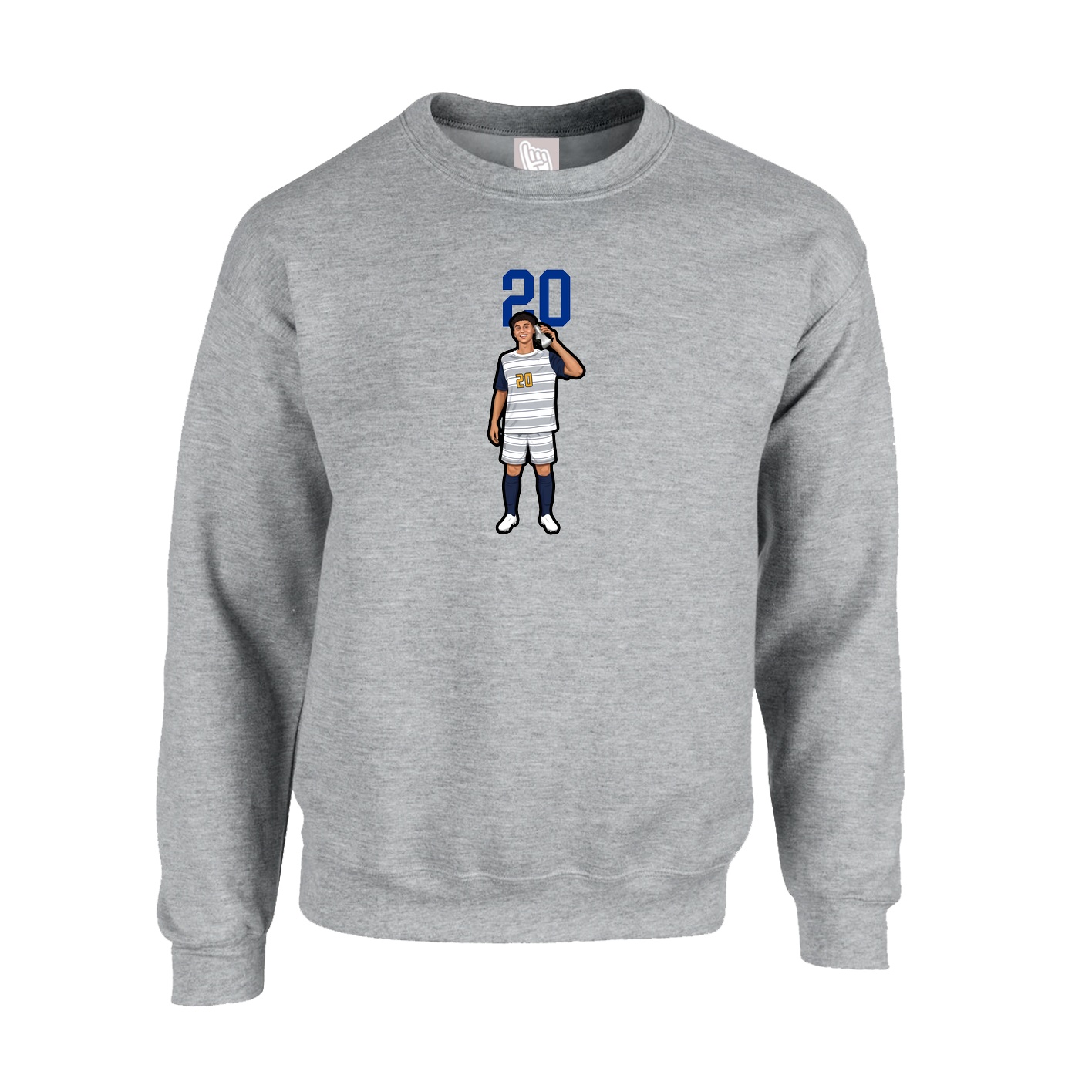Fleece Crew — Number Top in Grey