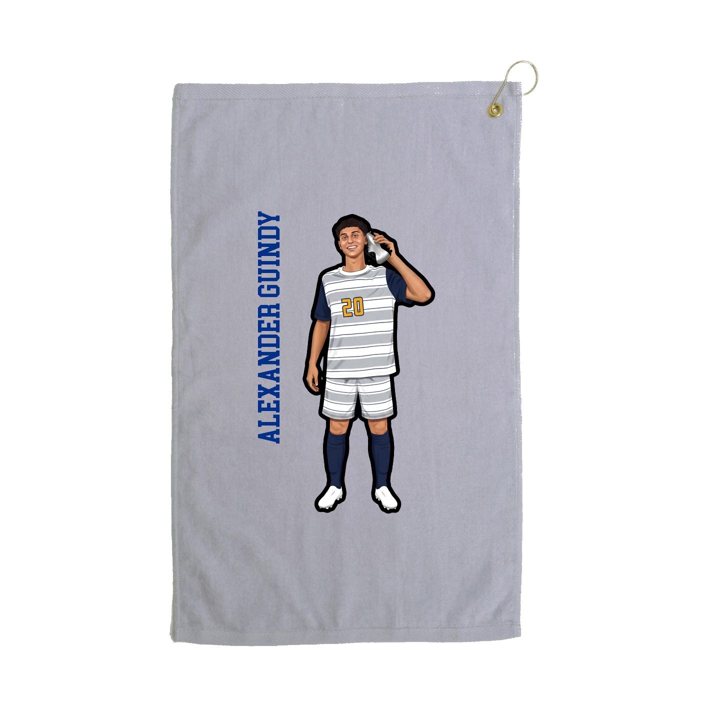 Golf Towel — Name Vertical in Grey