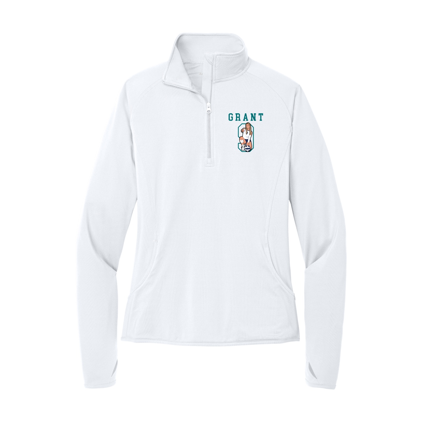 Women's Q-Zip Pullover — Shirsey in White
