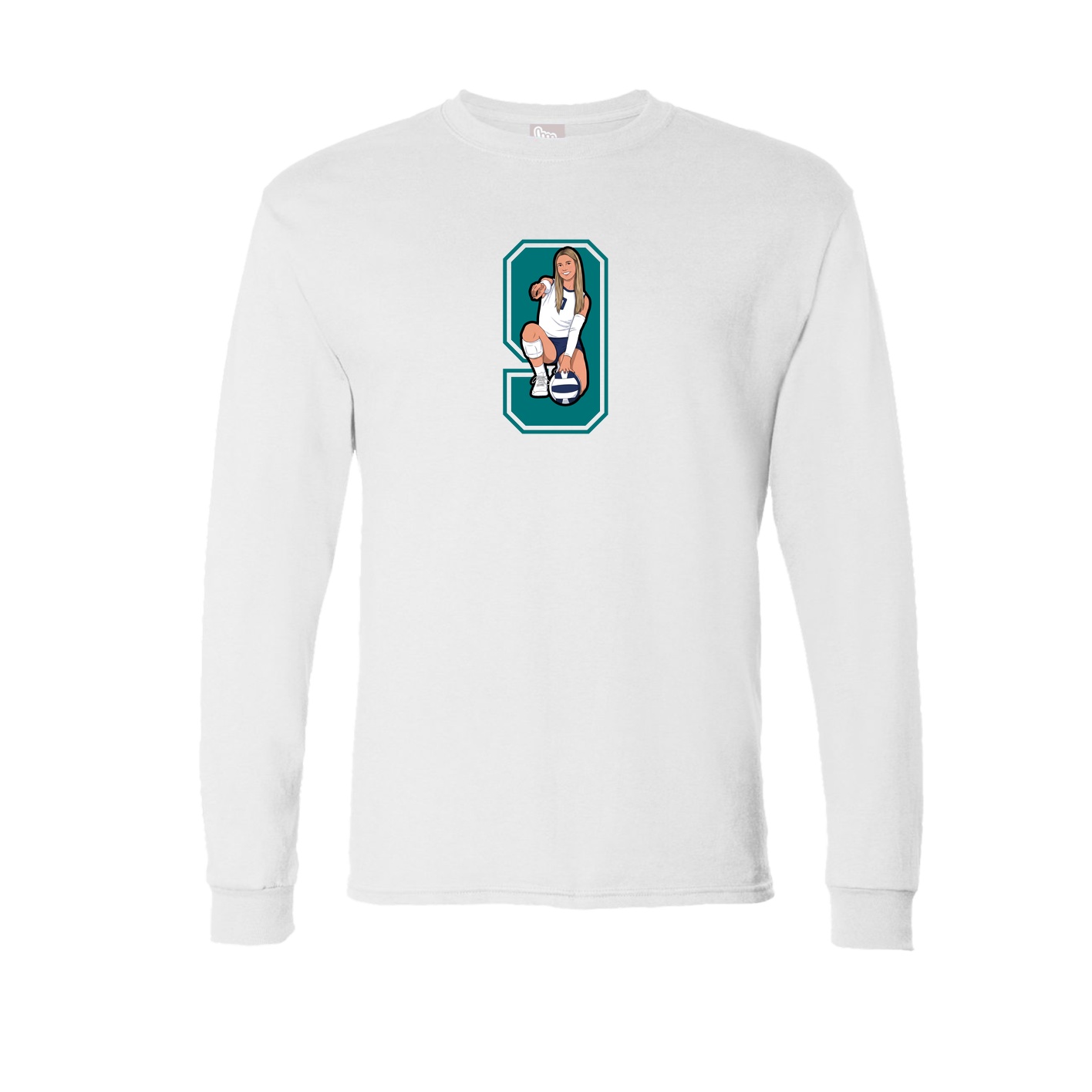 Long Sleeve Tee — Number in White