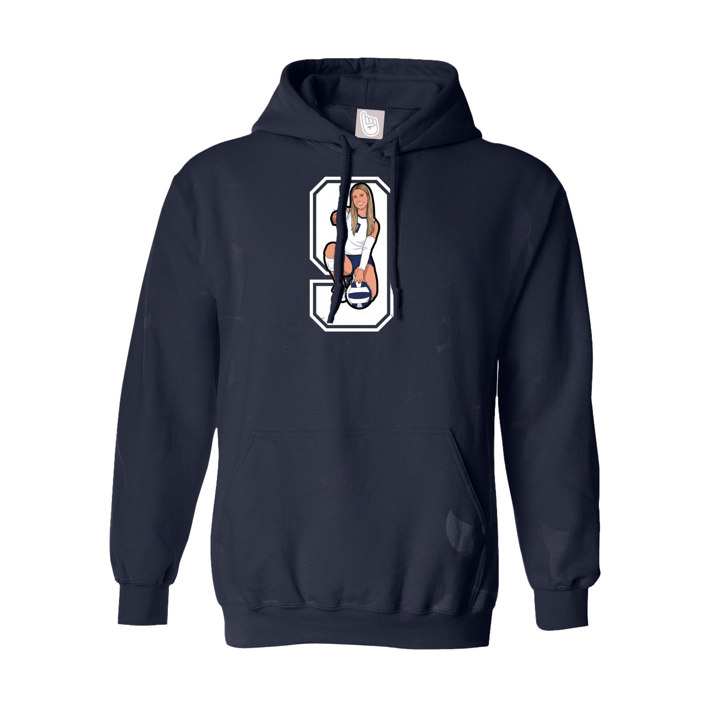 Youth Hoodie — Number in Navy