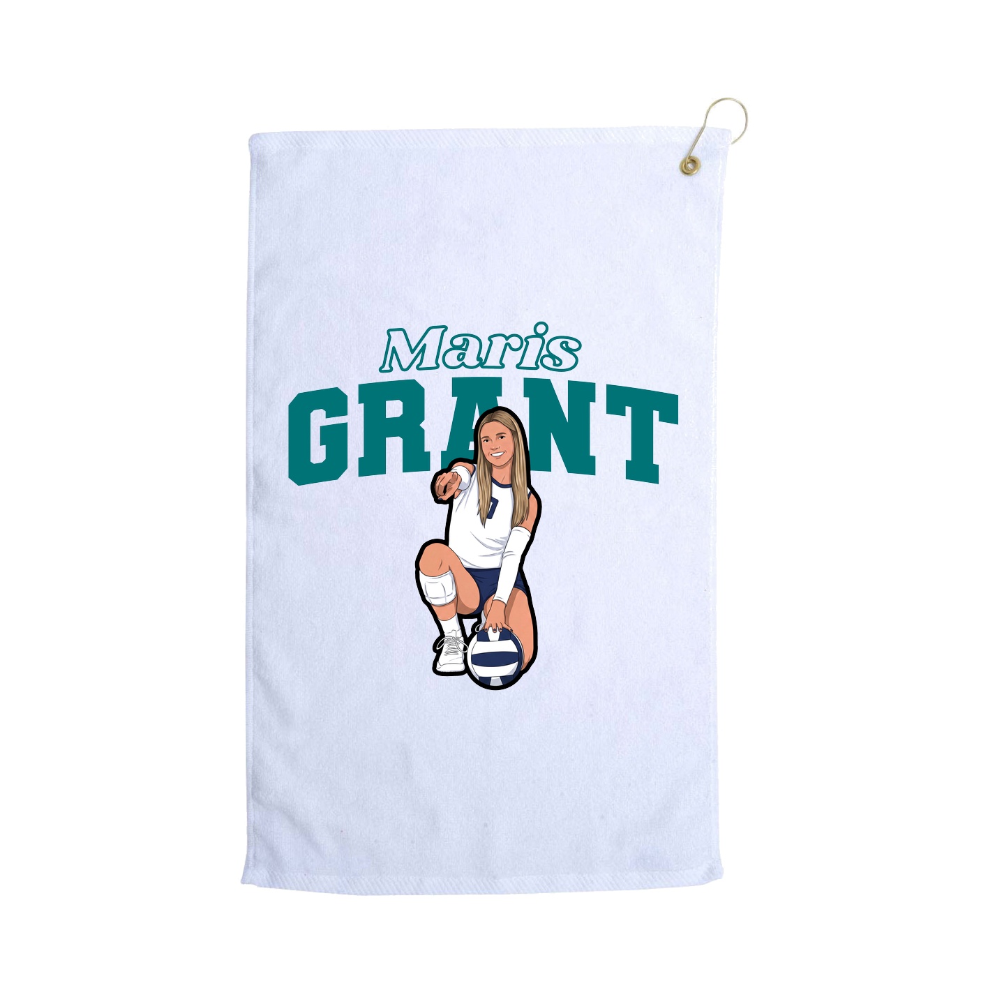 Golf Towel — Name Arch in White