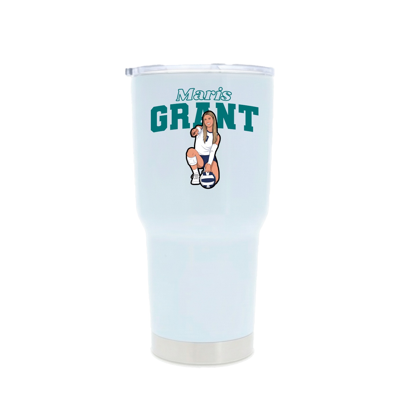 30oz Stainless Steel Tumbler — Name Arch in White