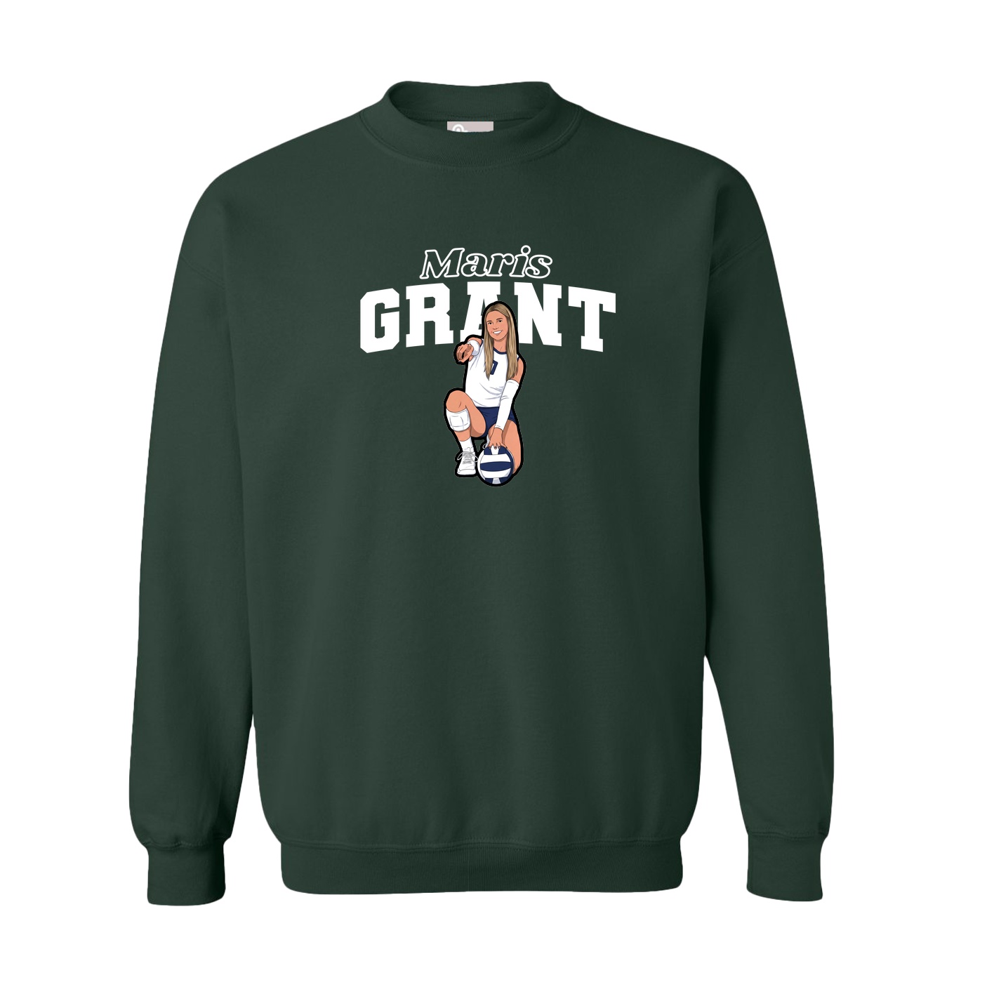 Fleece Crew — Name Arch in Green