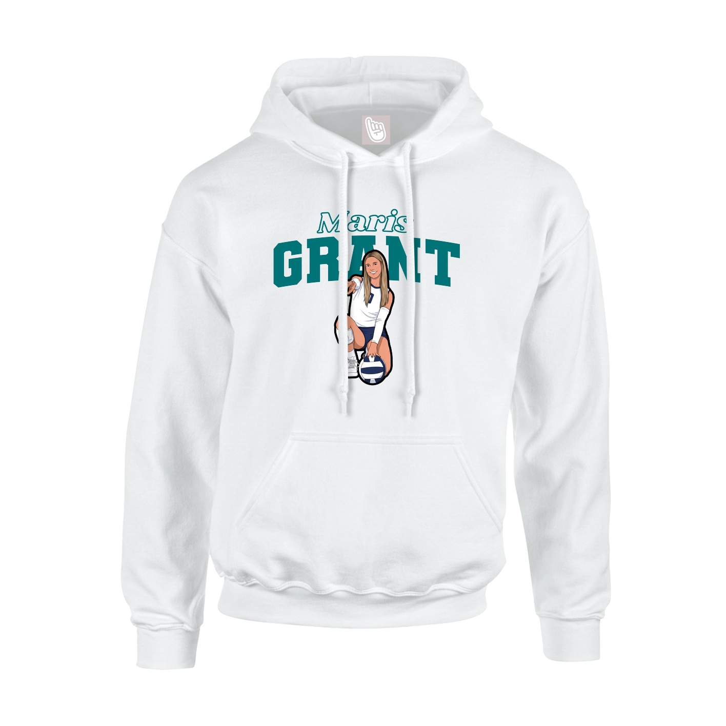 Youth Hoodie — Name Arch in White