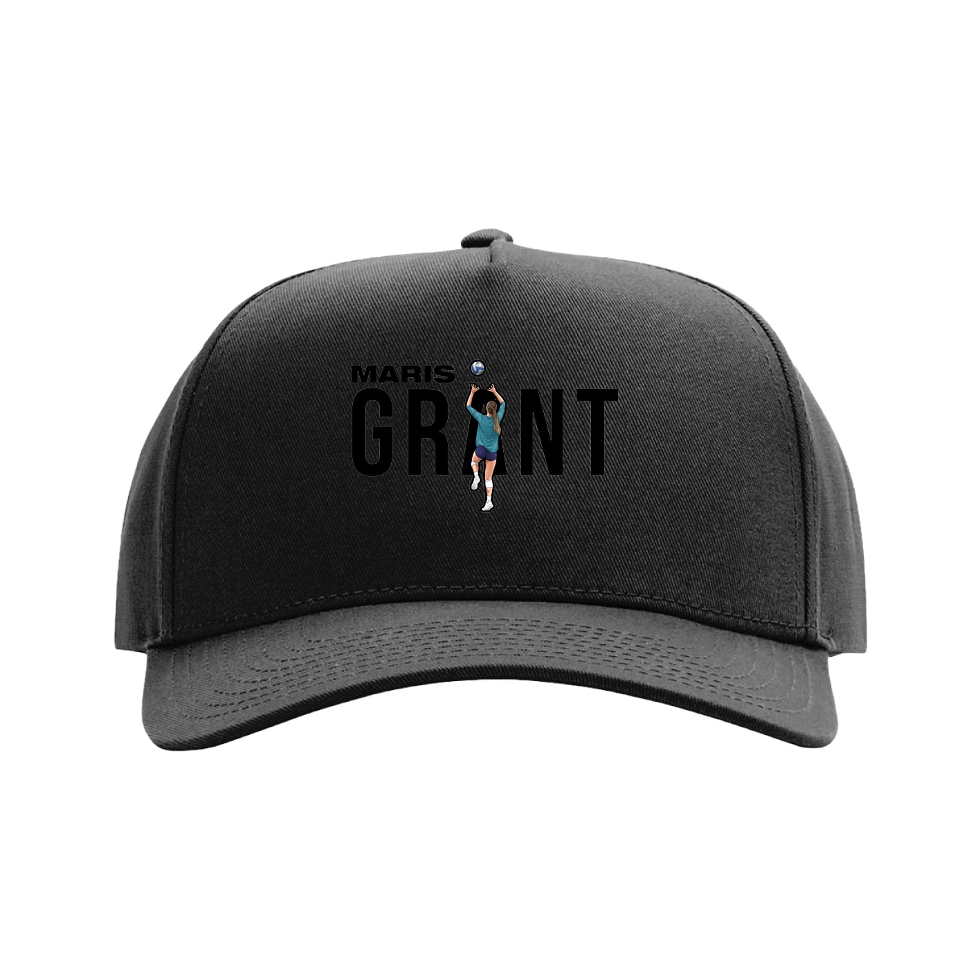Full Fabric Five-Panel Champ Cap — Player Name in Black