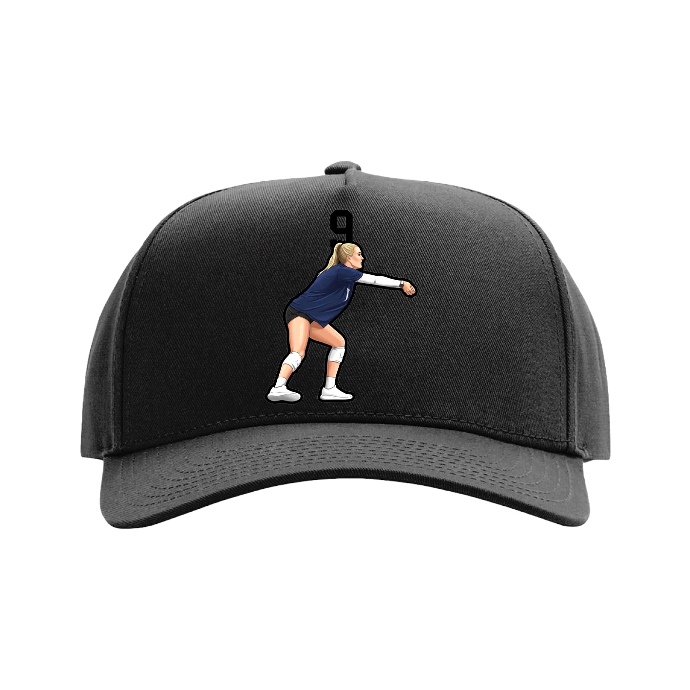 Full Fabric Five-Panel Champ Cap — Number Top in Black