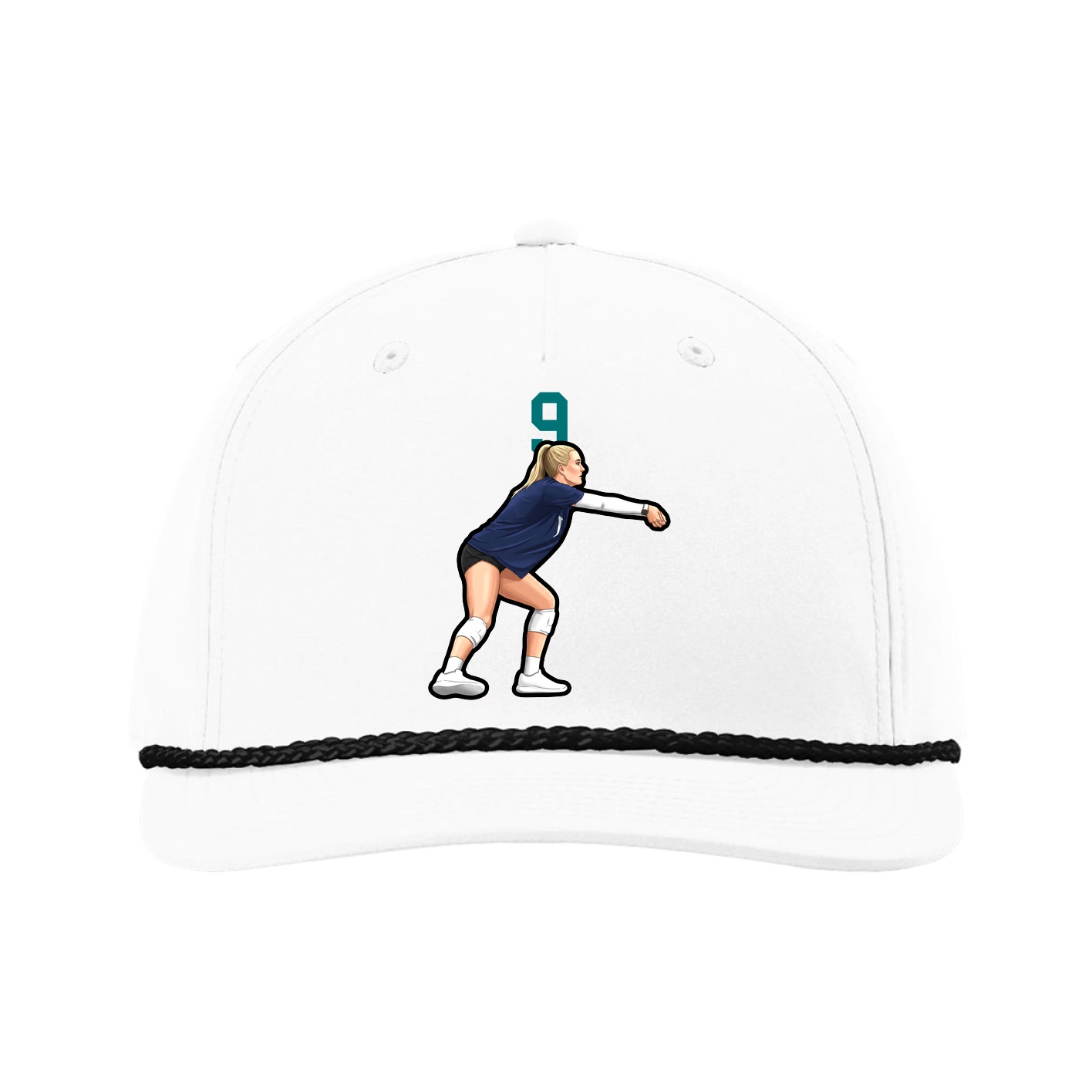 Five-Panel Classic Rope Cap — Number Top in White