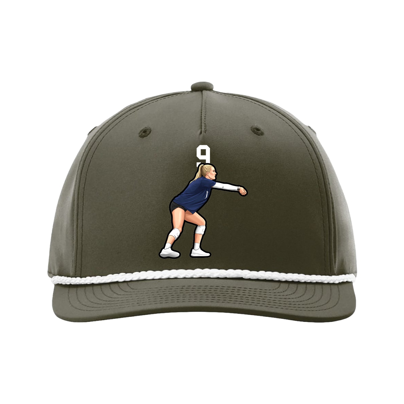 Five-Panel Classic Rope Cap — Number Top in Green