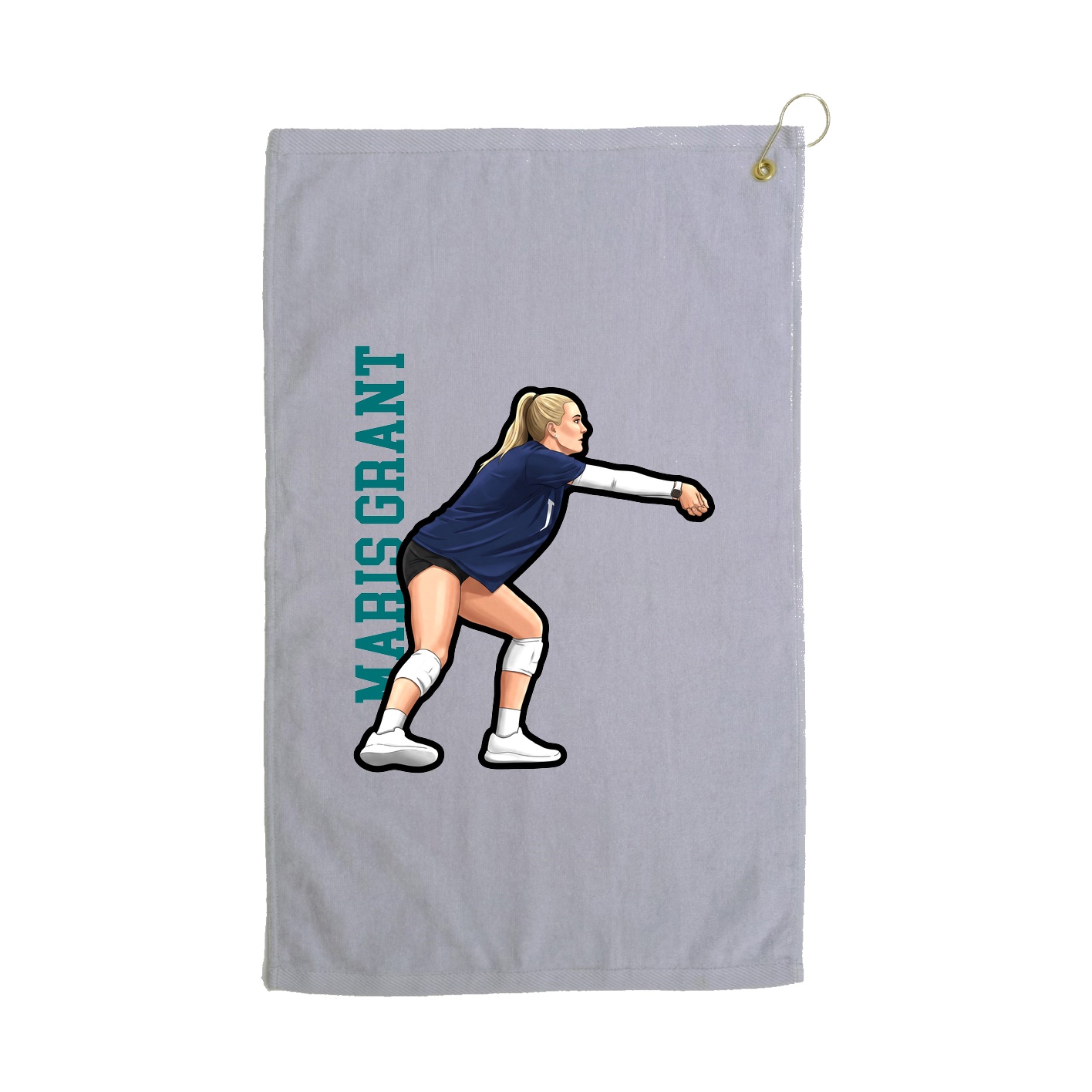 Golf Towel — Name Vertical in Grey