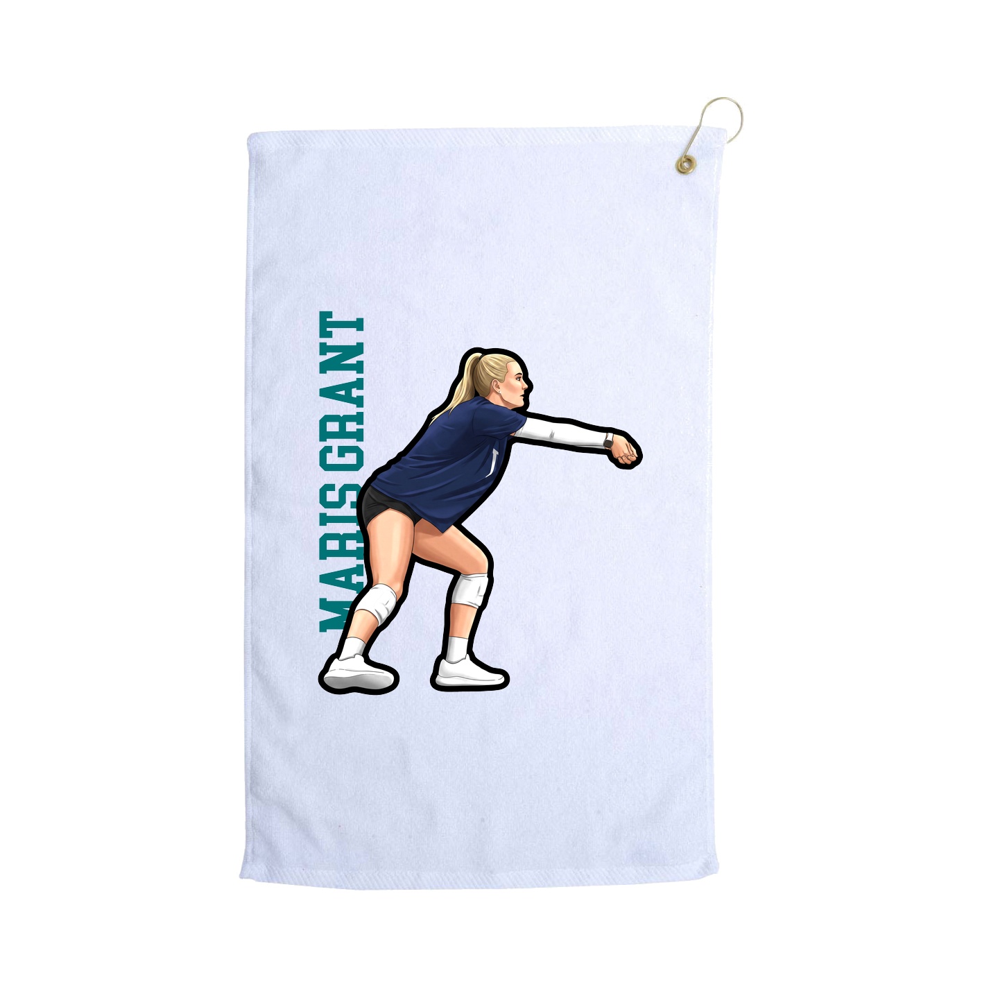Golf Towel — Name Vertical in White