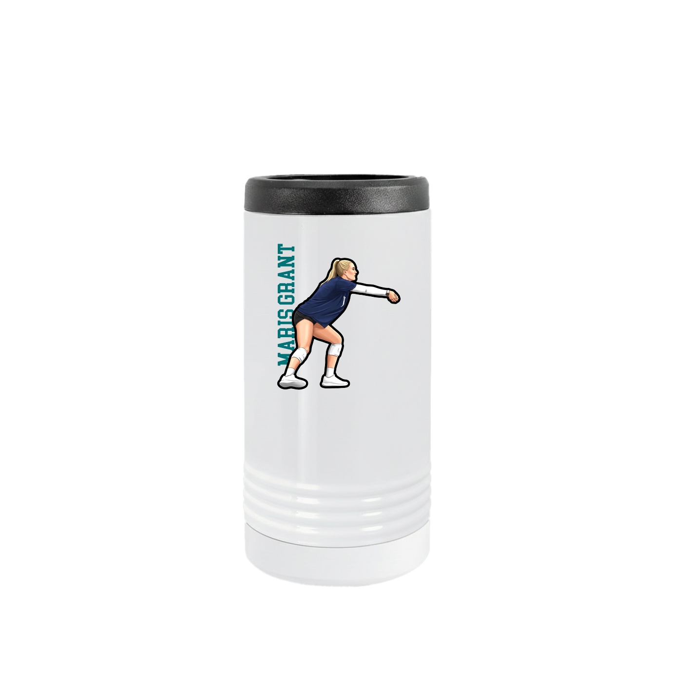Slim Beverage Holder — Name Vertical in White