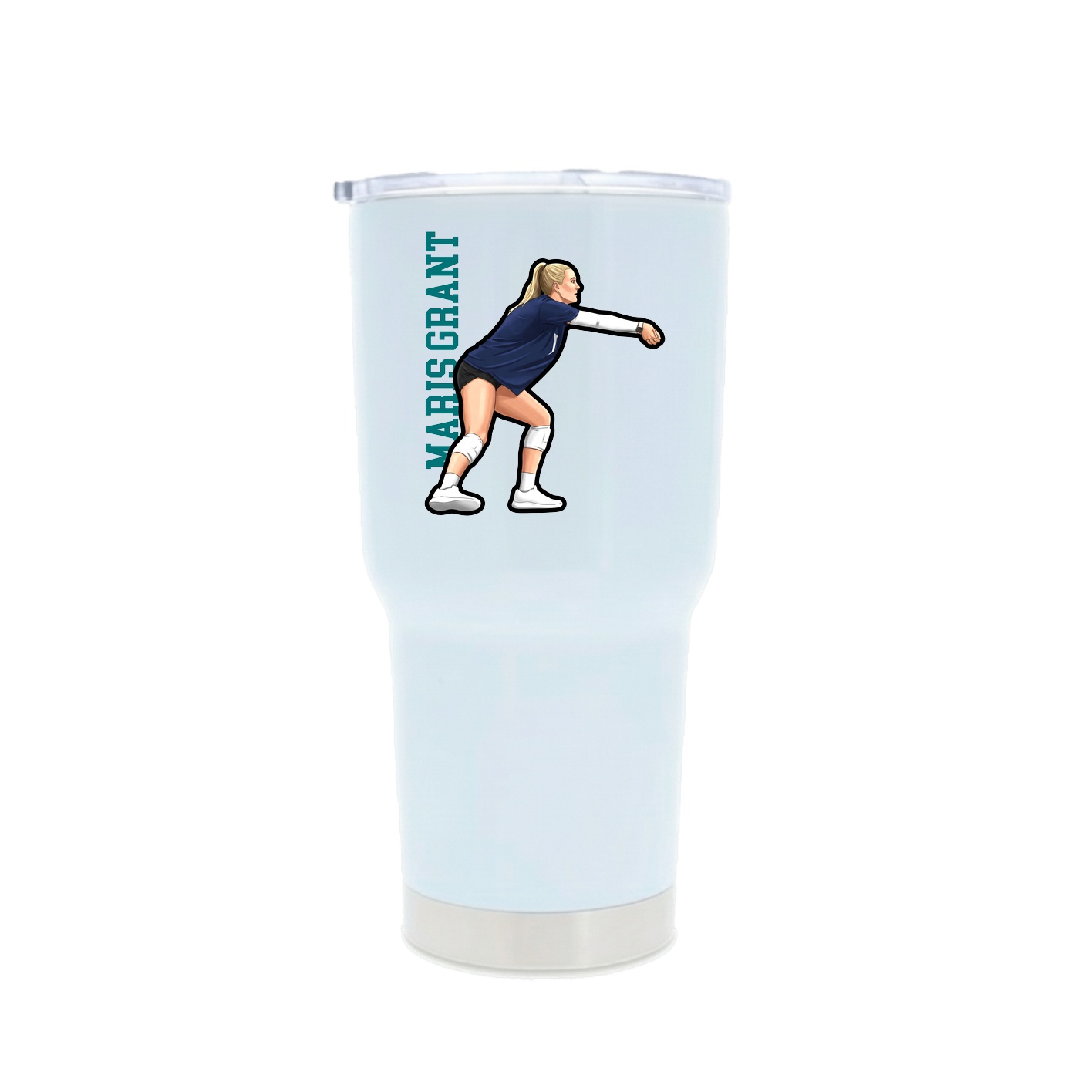 30oz Stainless Steel Tumbler — Name Vertical in White