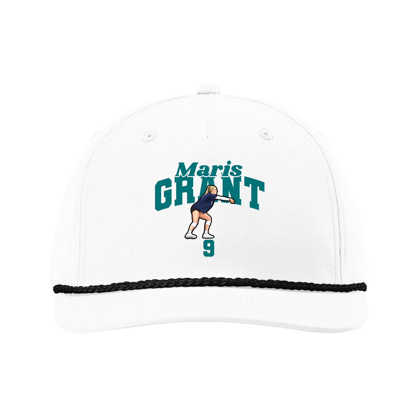 Five-Panel Classic Rope Cap — Signature Arch in White