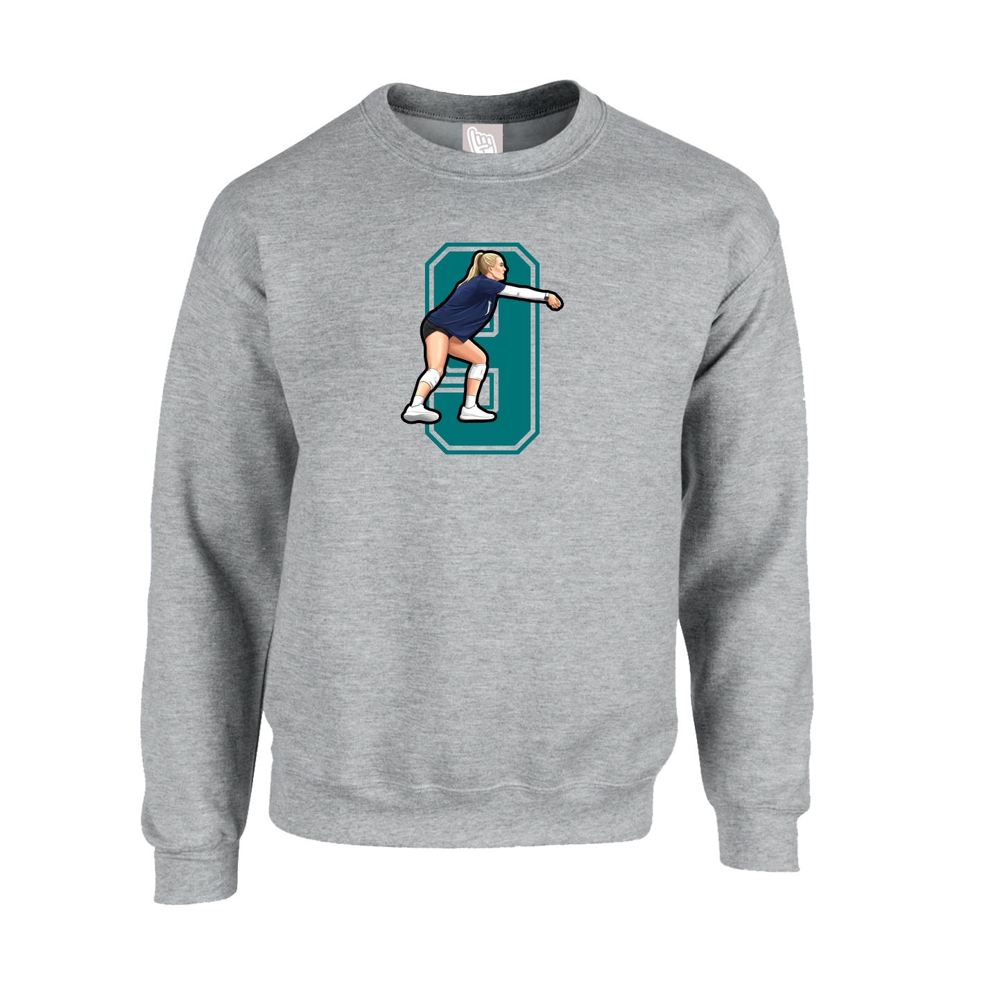 Fleece Crew — Number in Grey