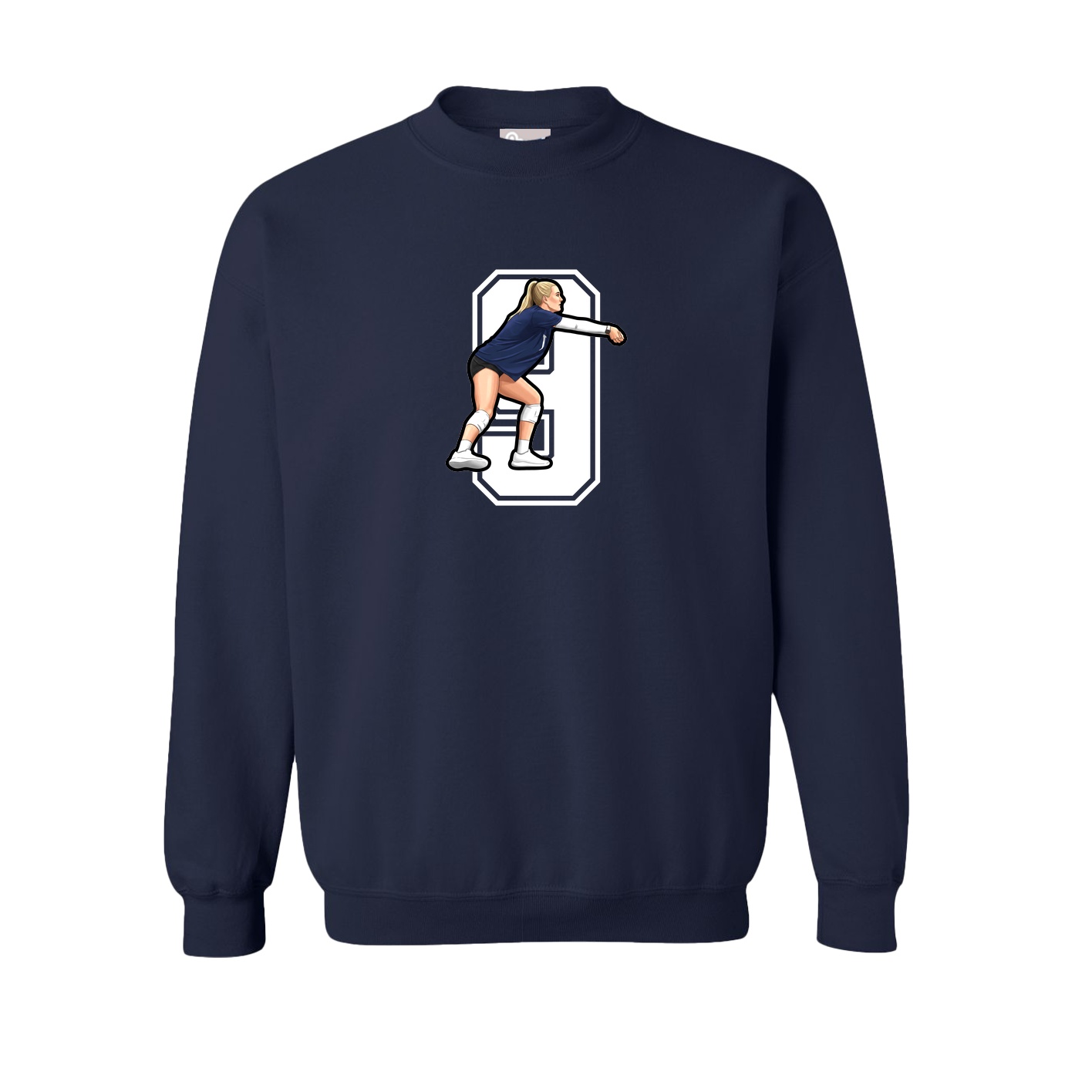 Fleece Crew — Number in Navy