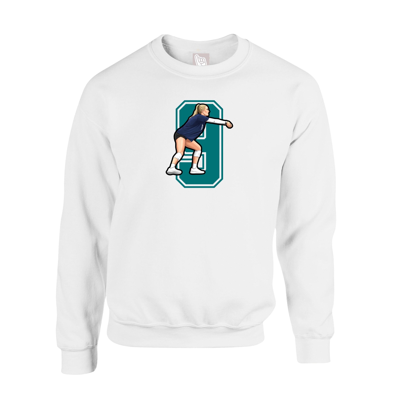Fleece Crew — Number in White