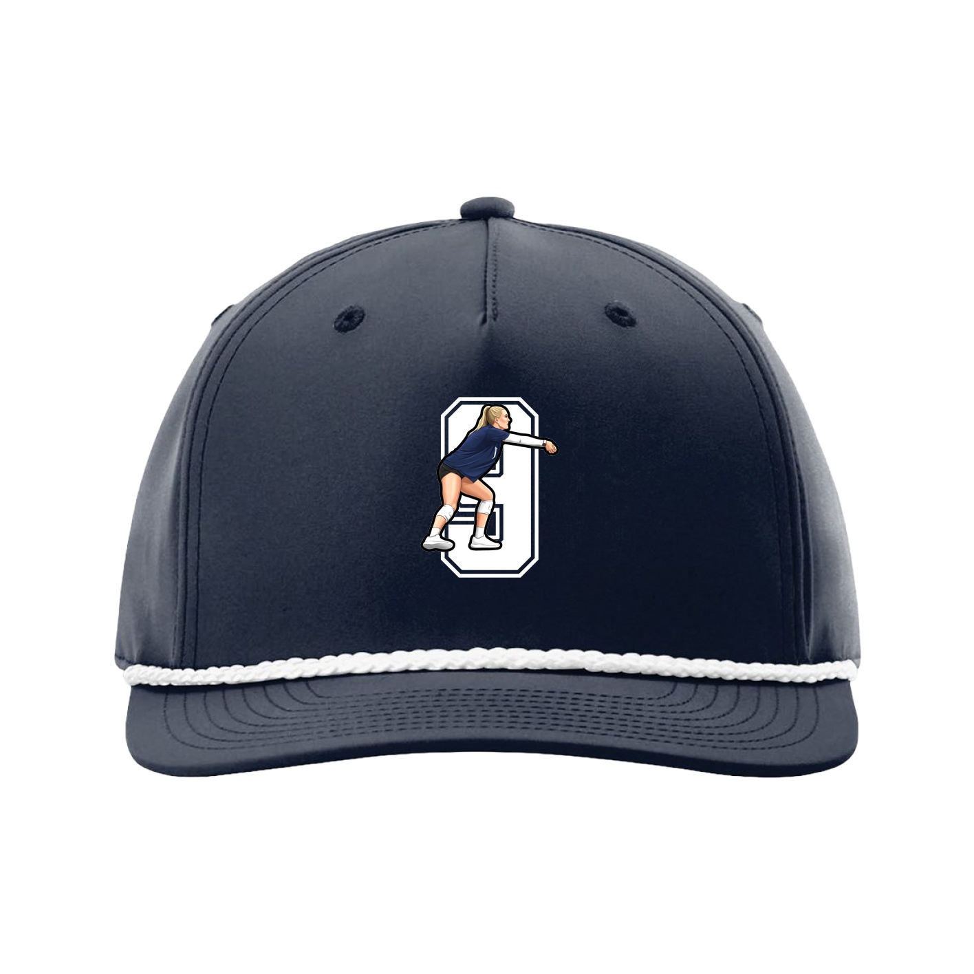 Five-Panel Classic Rope Cap — Number in Navy