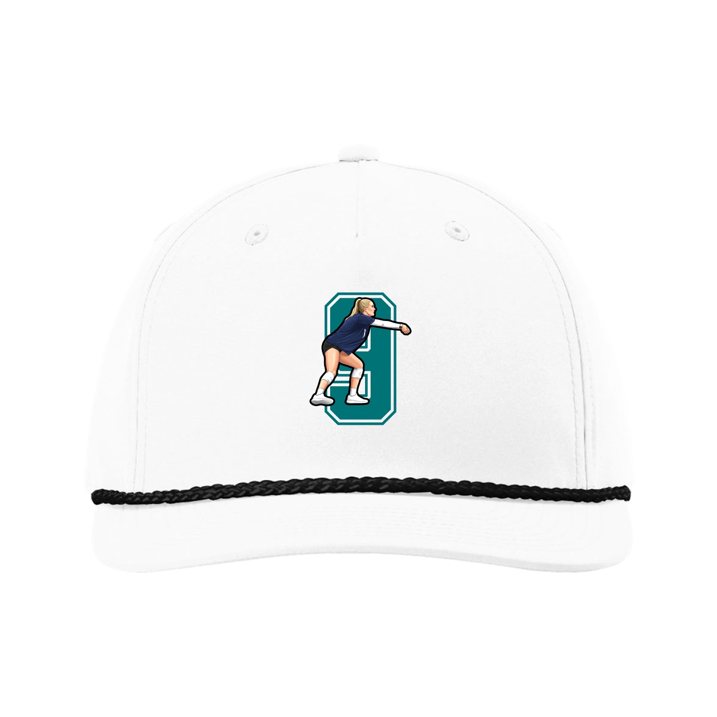 Five-Panel Classic Rope Cap — Number in White