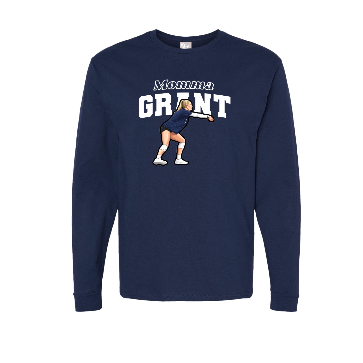 Long Sleeve Tee — Mothers Day Block in Navy