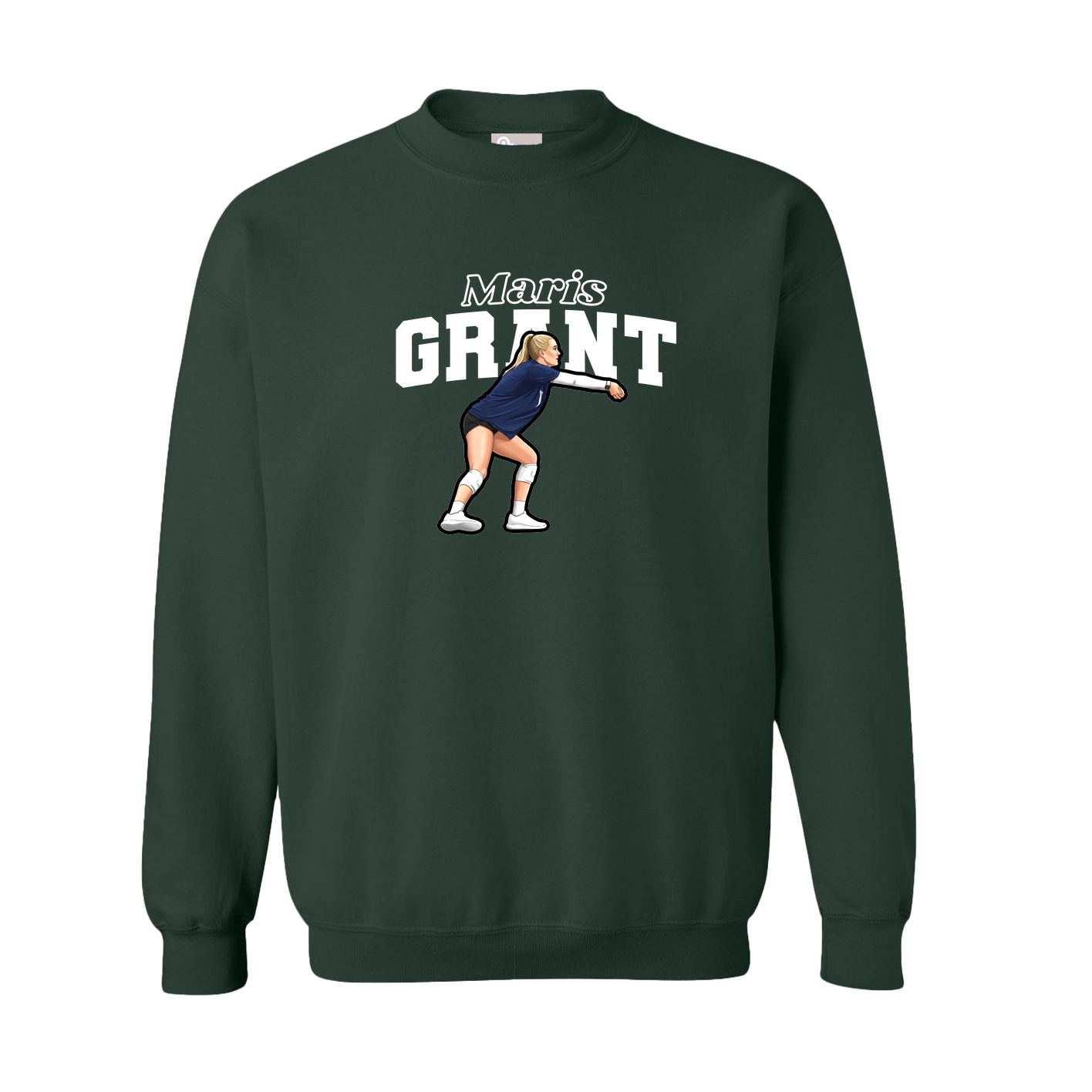 Fleece Crew — Name Arch in Green
