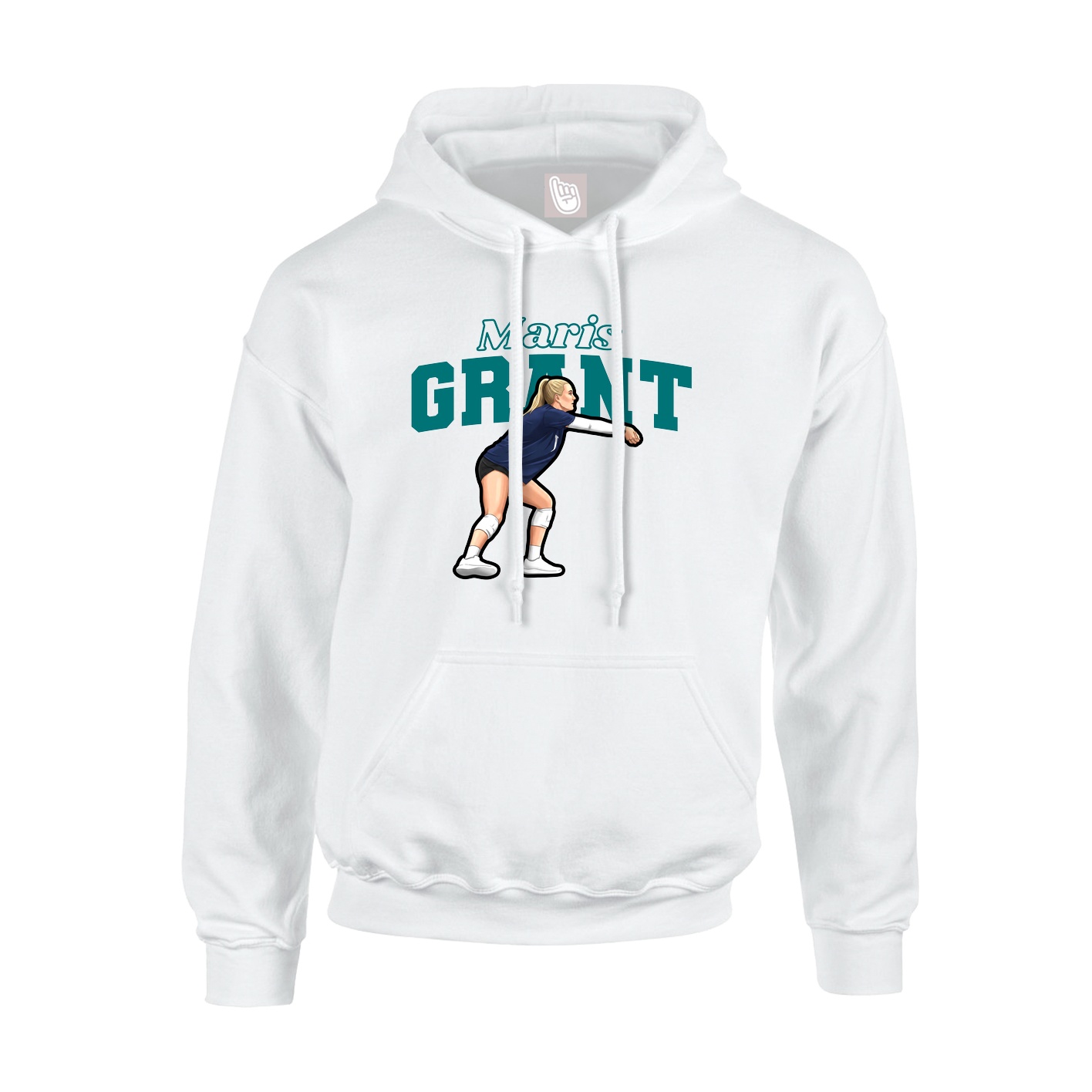 Youth Hoodie — Name Arch in White