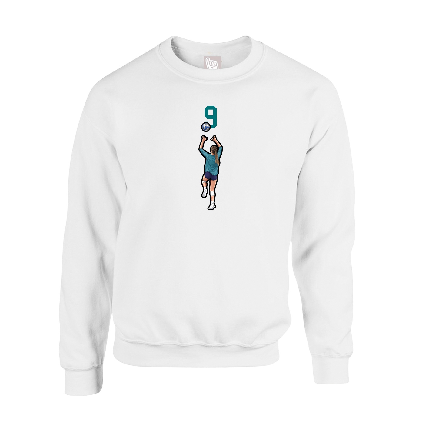 Fleece Crew — Number Top in White
