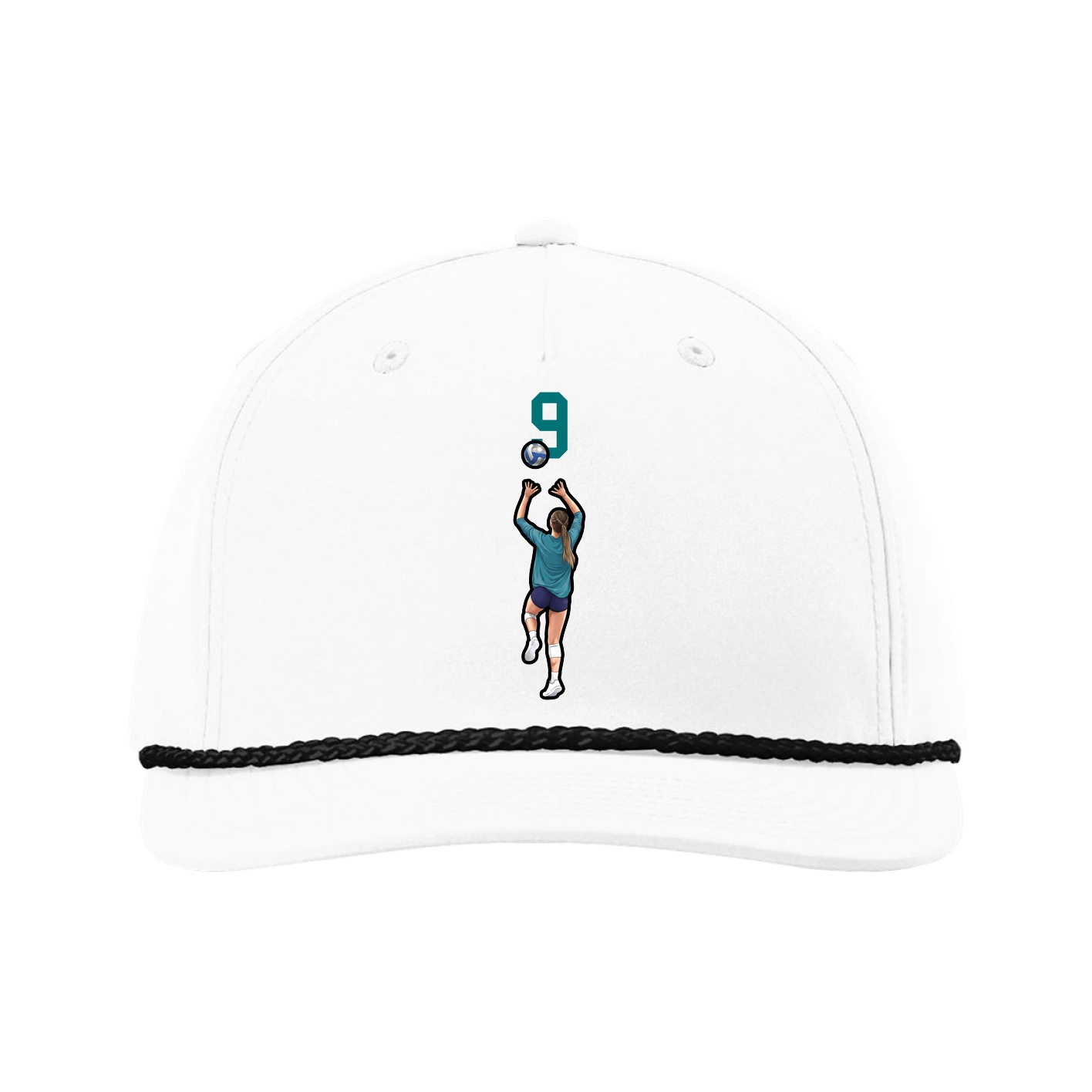 Five-Panel Classic Rope Cap — Number Top in White