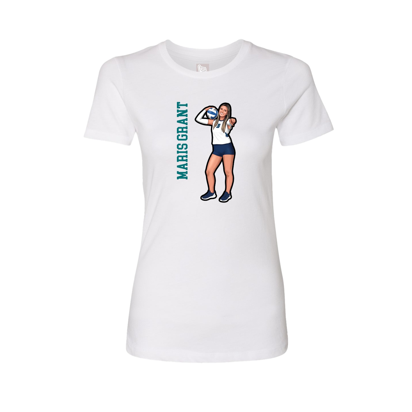 Womens Tee — Name Vertical in White