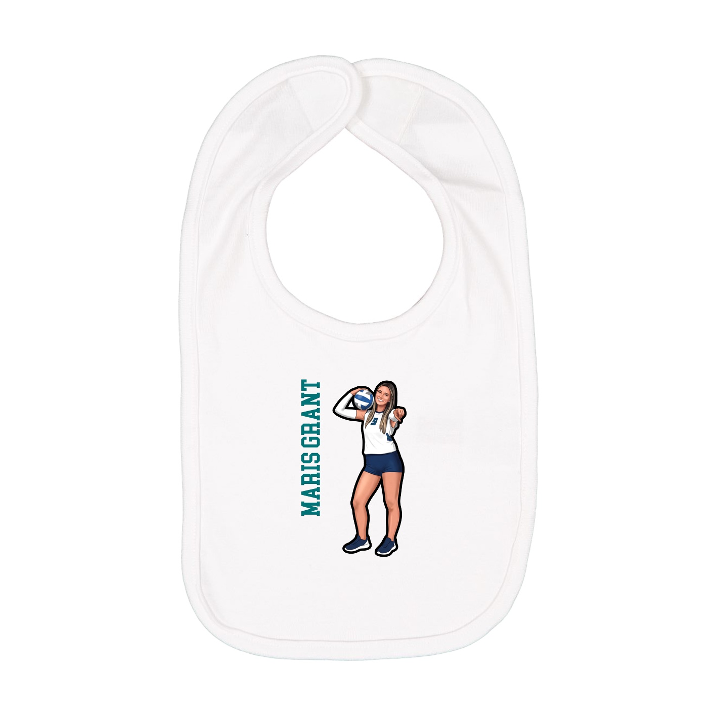 Infant Bib — Name Vertical in White