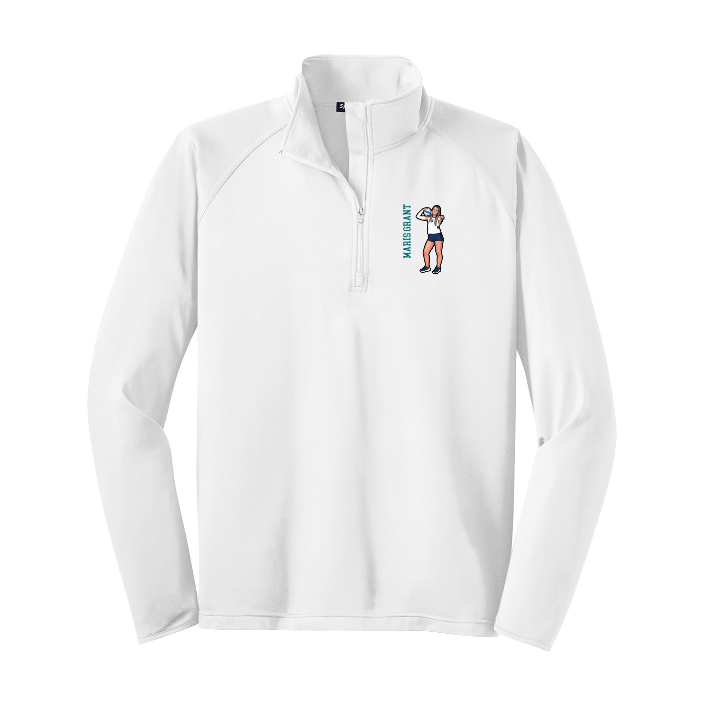 Q-Zip Pullover — Name Vertical in White