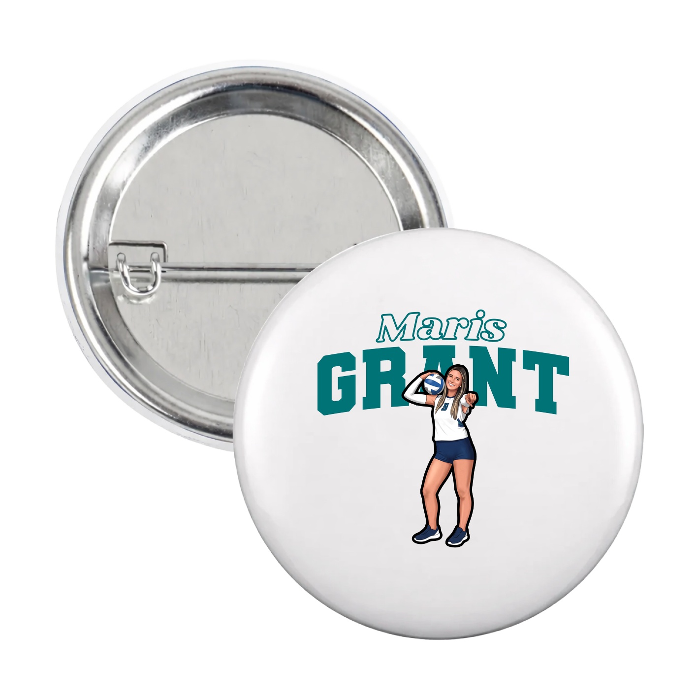 Game Day Button — Name Arch in White
