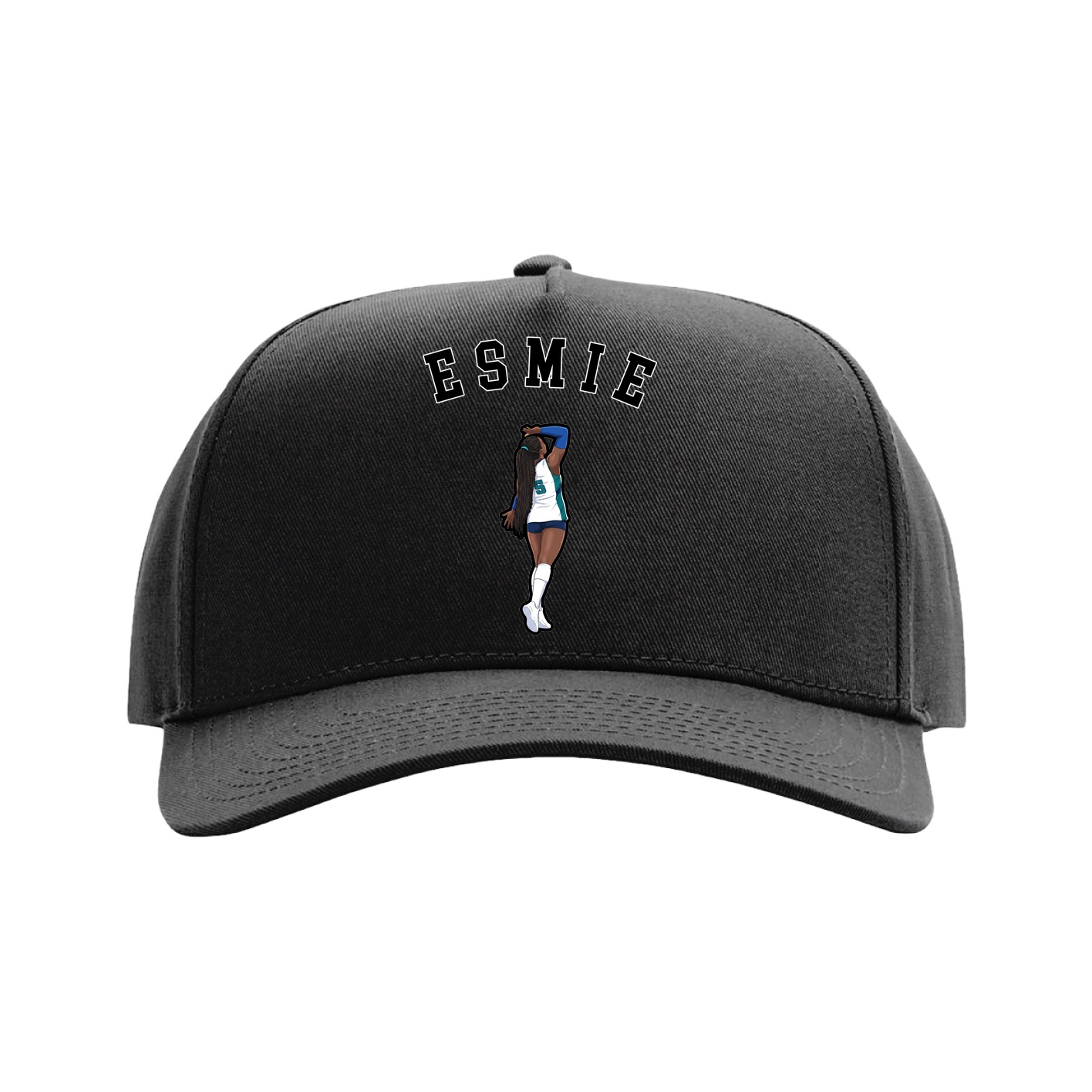 Full Fabric Five-Panel Champ Cap — Shirsey Arch in Black
