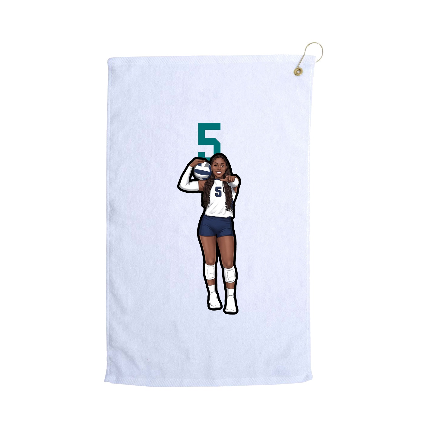 Golf Towel — Number Top in White